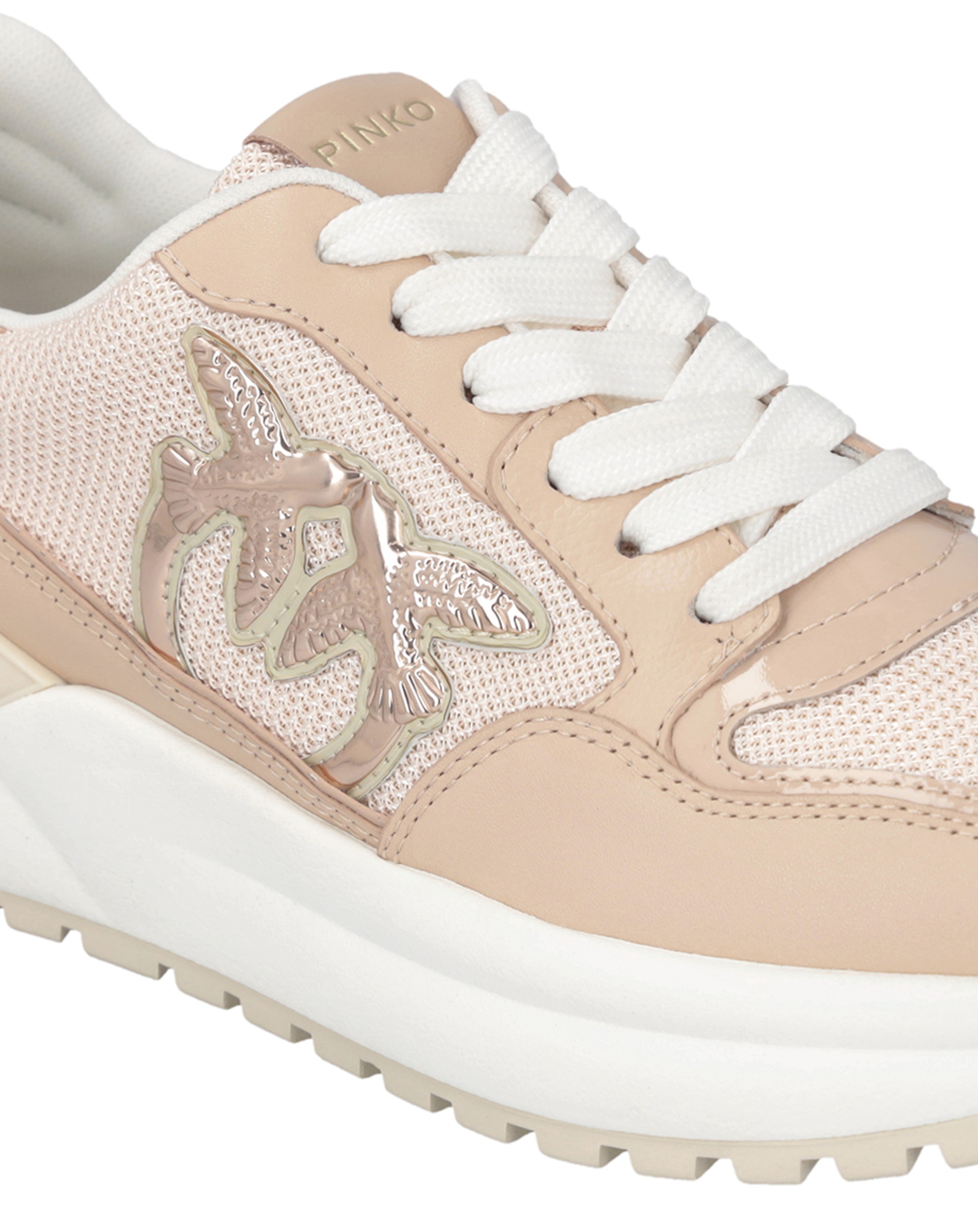 Sapatilhas com Mistura de Materiais e Logótipo em Relevo - Rosa Natural-4