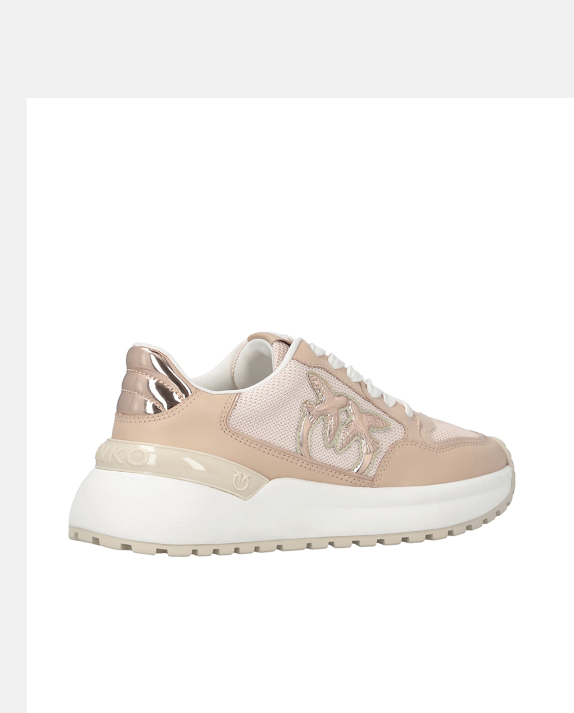 Sapatilhas com Mistura de Materiais e Logótipo em Relevo - Rosa Natural-3