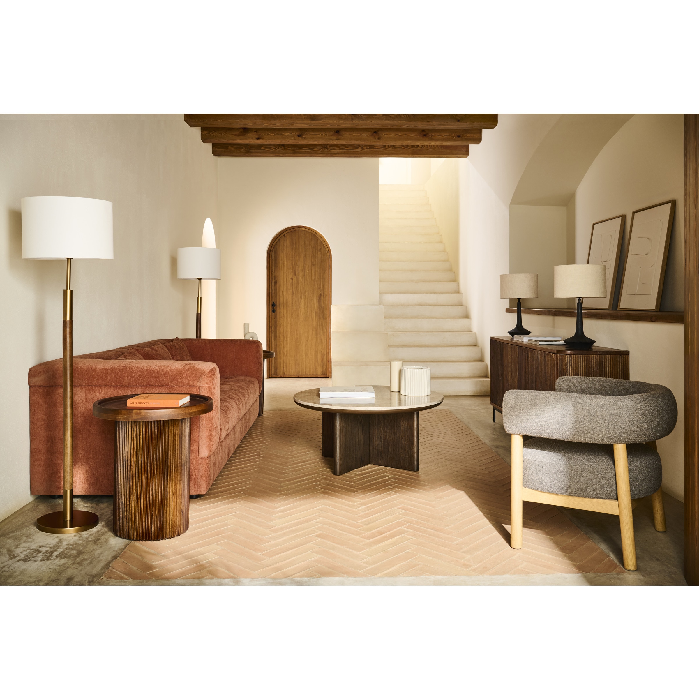 Poltrona em Tecido Bouclé Nordic Castanho-8