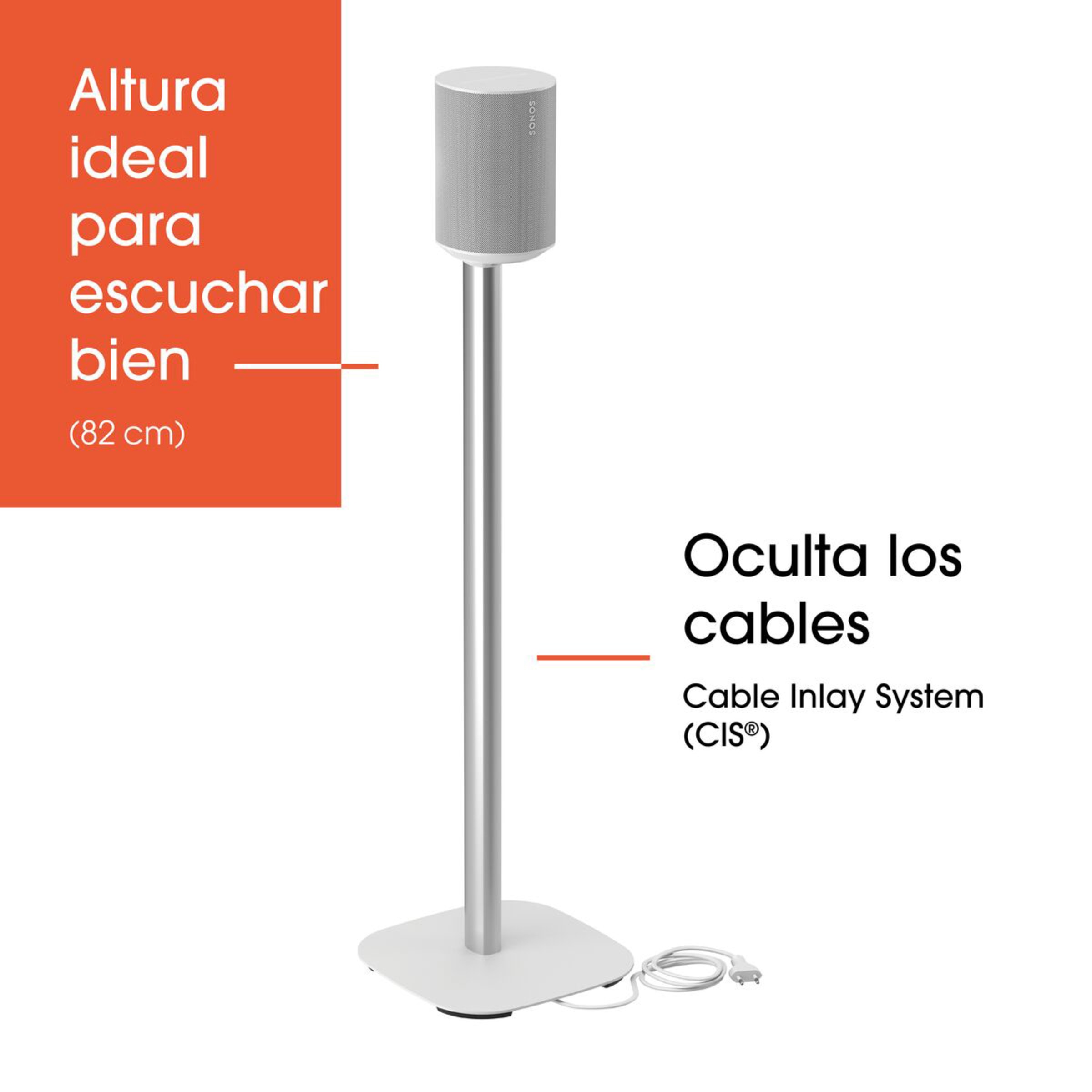 Soporte de suelo Vogel's SFS 4113W para altavoz Sonos Era 100 Blanco Blanco-3