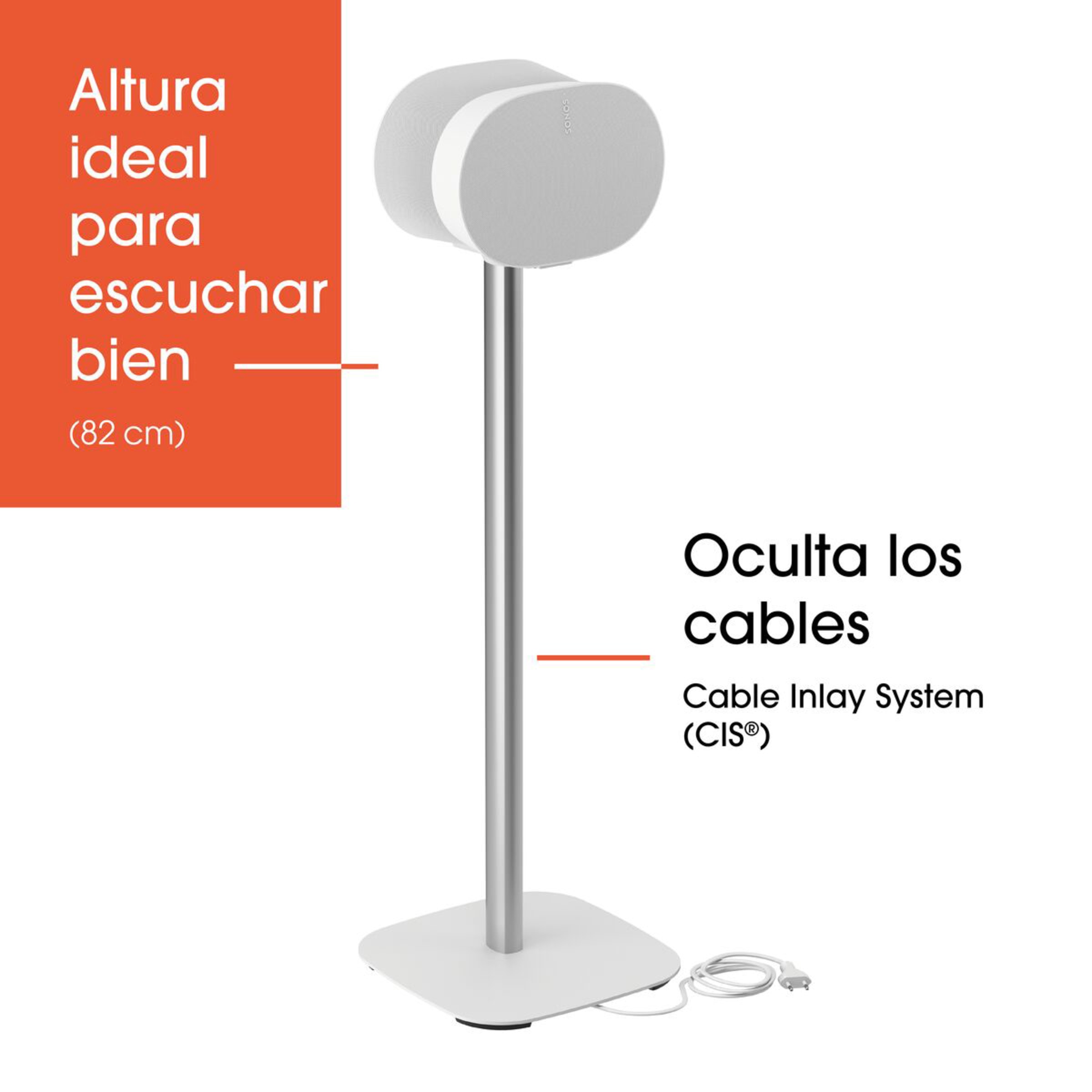 Soporte de suelo Vogel's SFS 4133W para altavoz Sonos Era 300 Blanco Blanco-3
