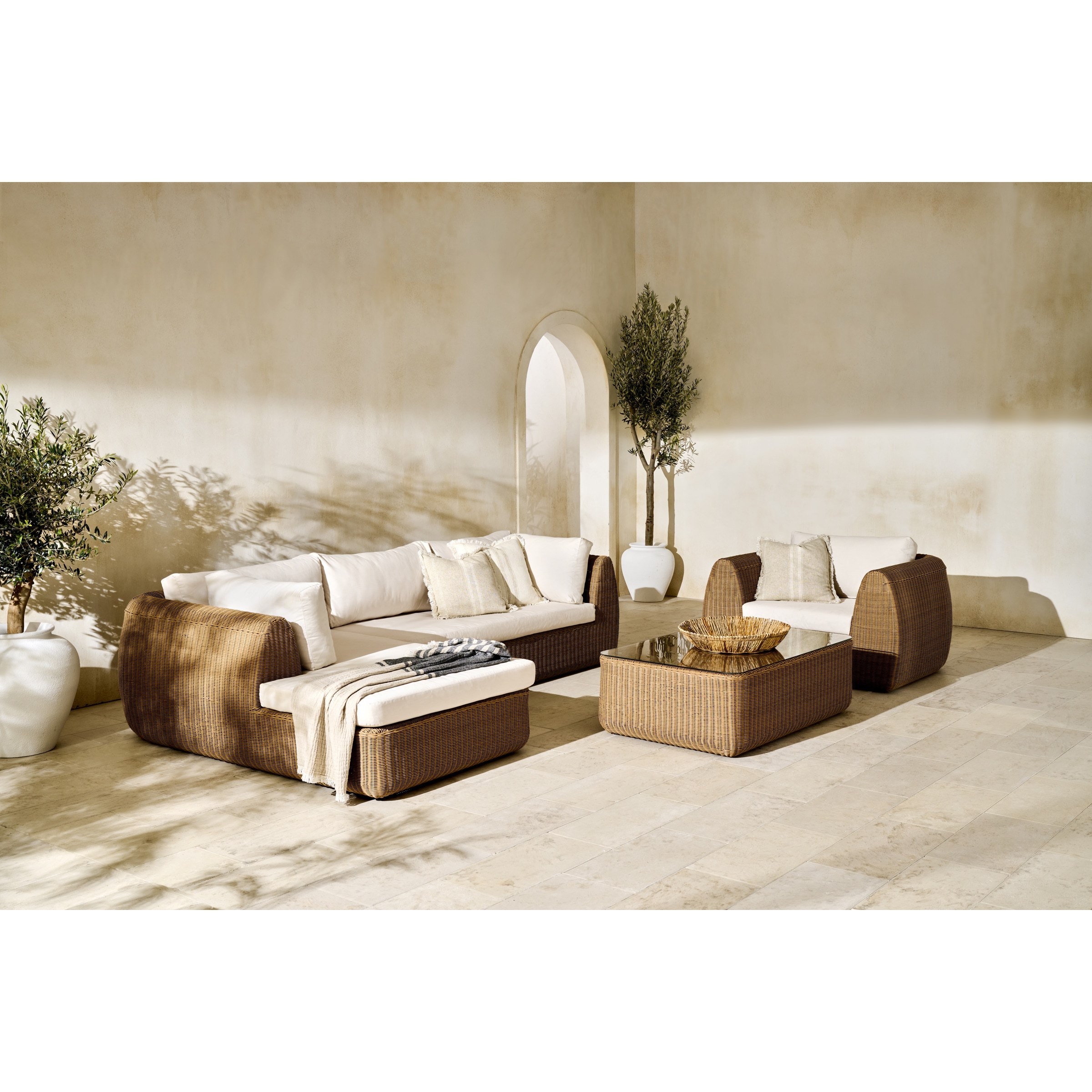 Módulo de 2 Lugares para Sofá de Jardim com Braço Esquerdo Ibiza Natural-8