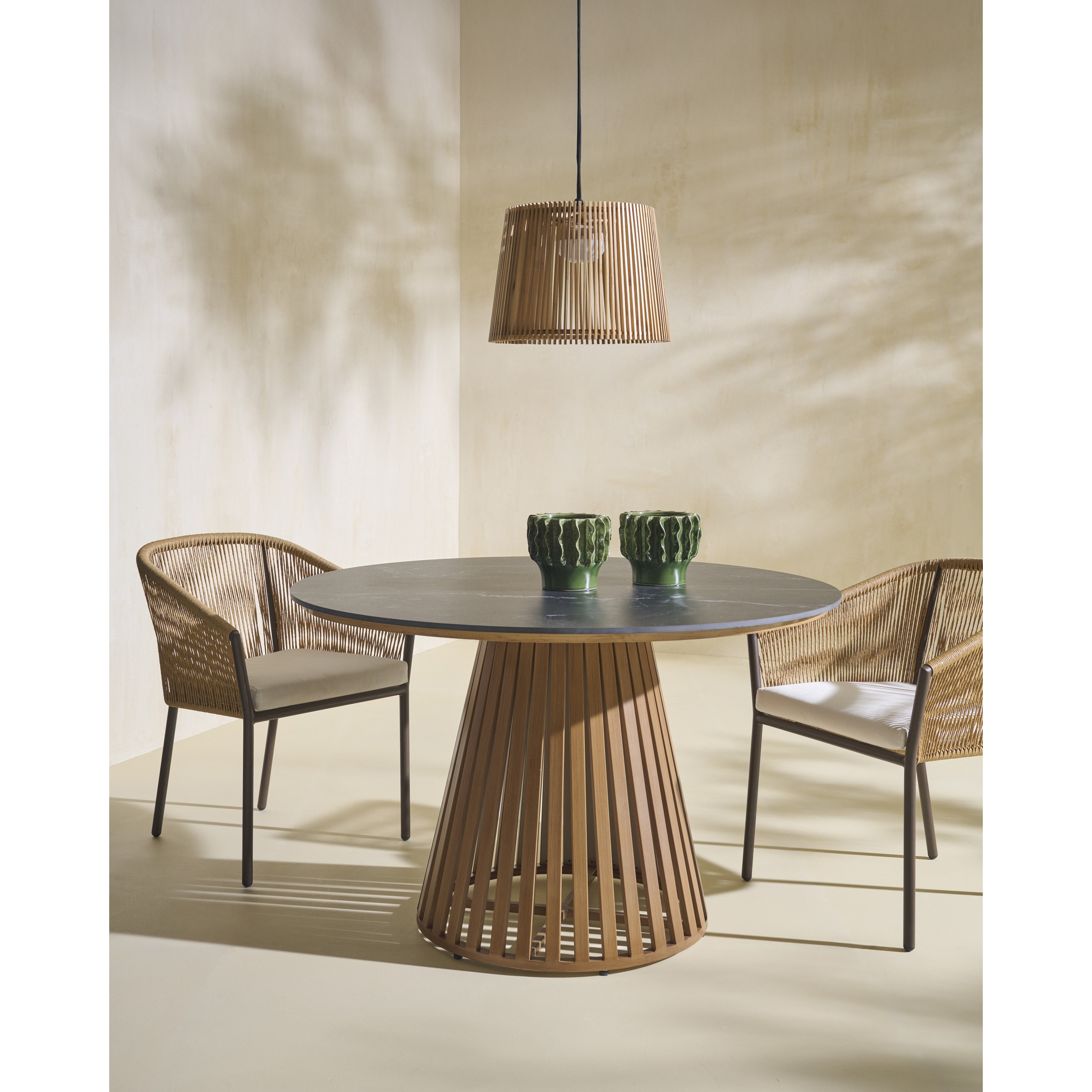 Mesa de Refeições de Jardim Redonda Paros Antracite/Natural-5