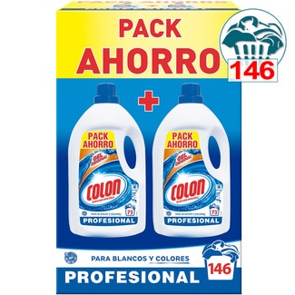 detergente líquido gel Profesional para blancos y colores caja ahorro pack 2 botellas 73 dosis - Colon