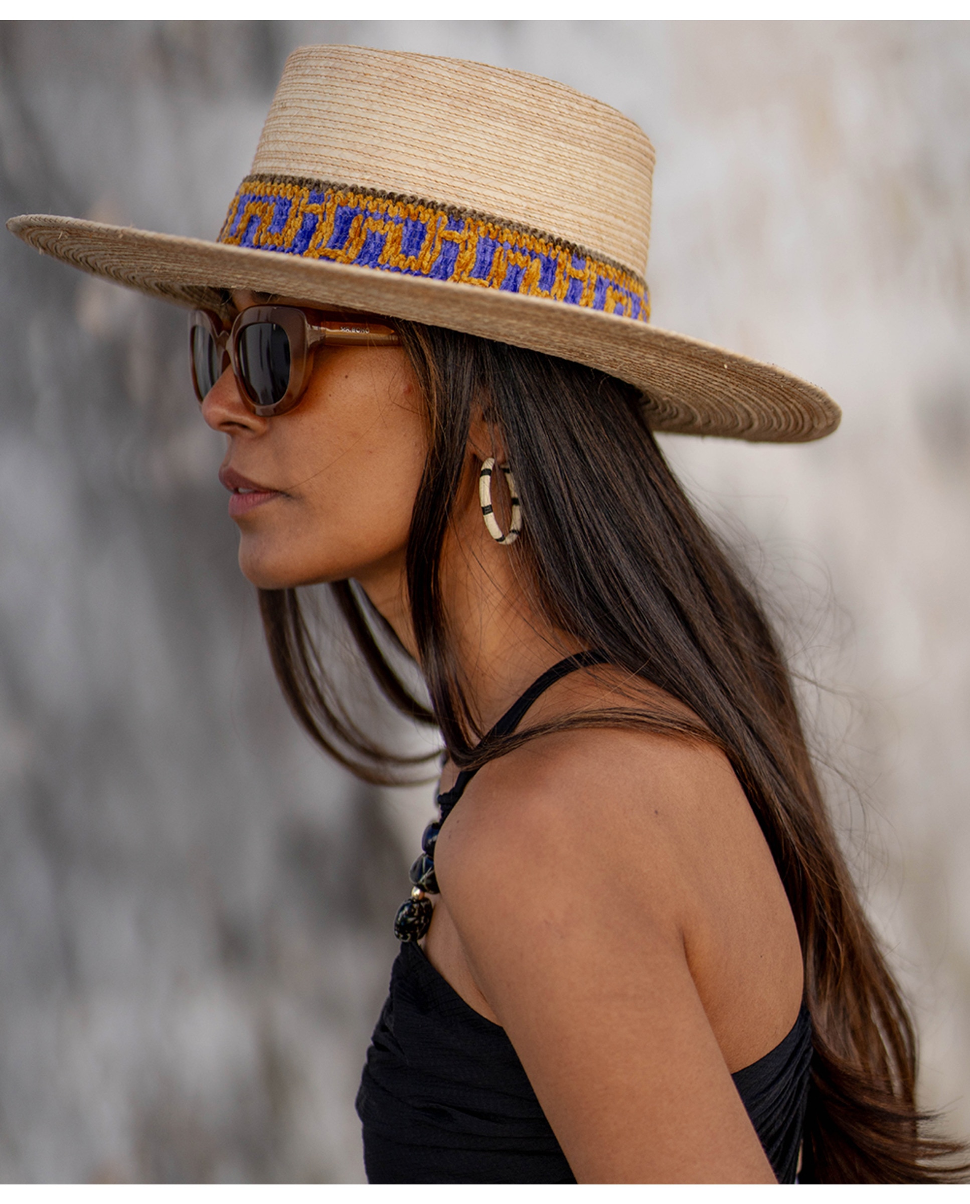 Chapéu com Fibra de Palha de Palma Lilás-2