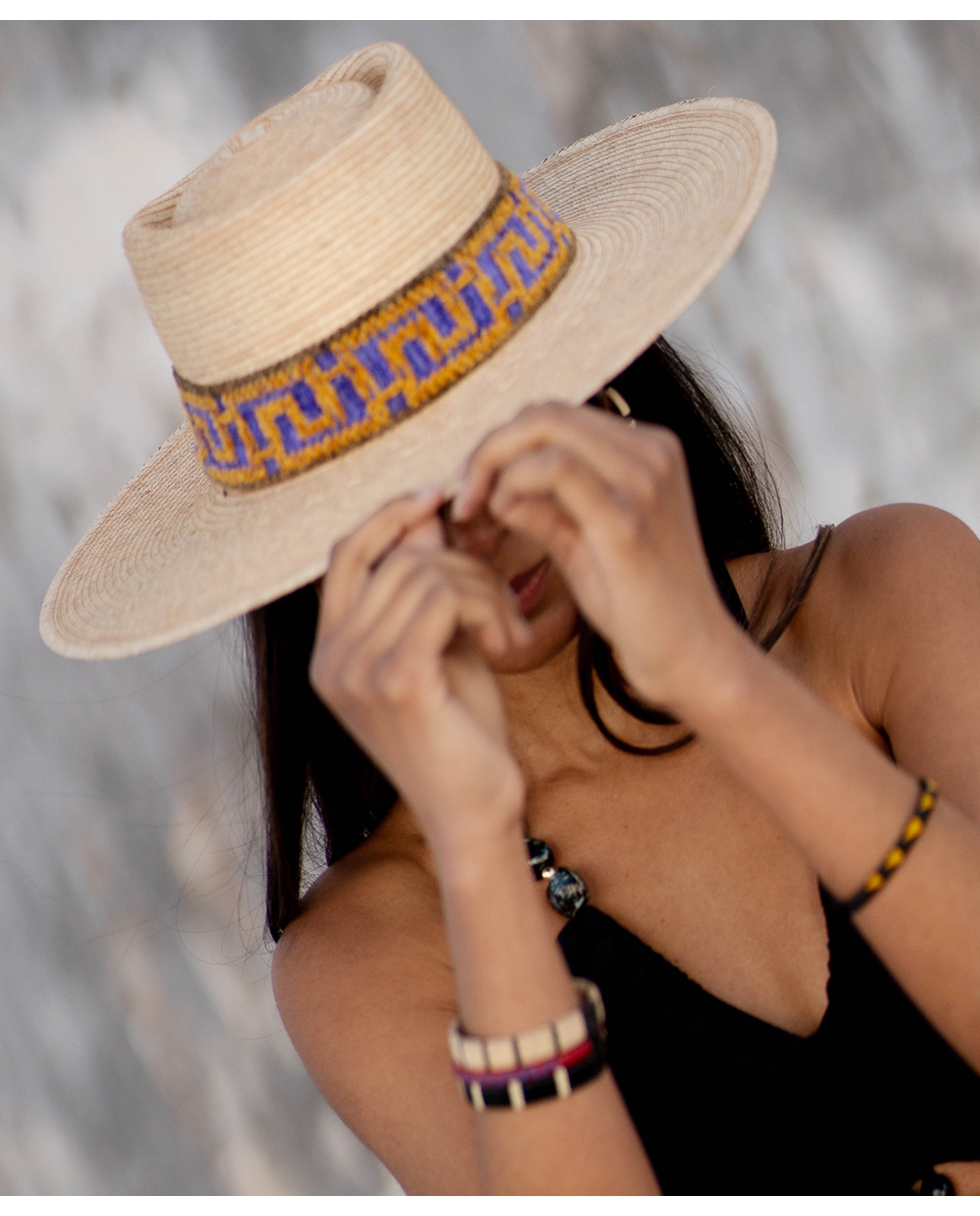 Chapéu com Fibra de Palha de Palma Lilás-3