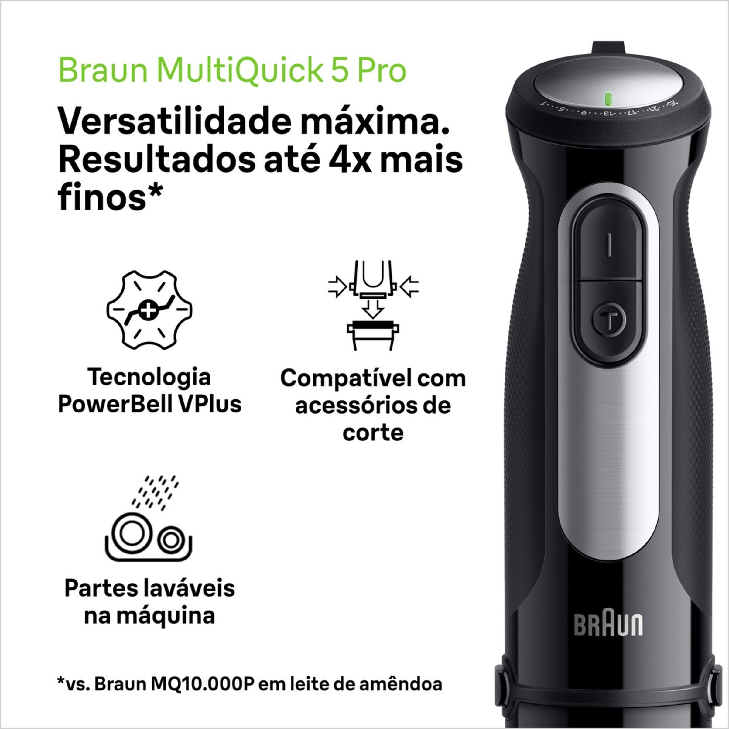 Varinha Mágica Braun MultiQuick 5 Pro MQ55236M de 1000 W, com Acessórios - Preto Preto-3