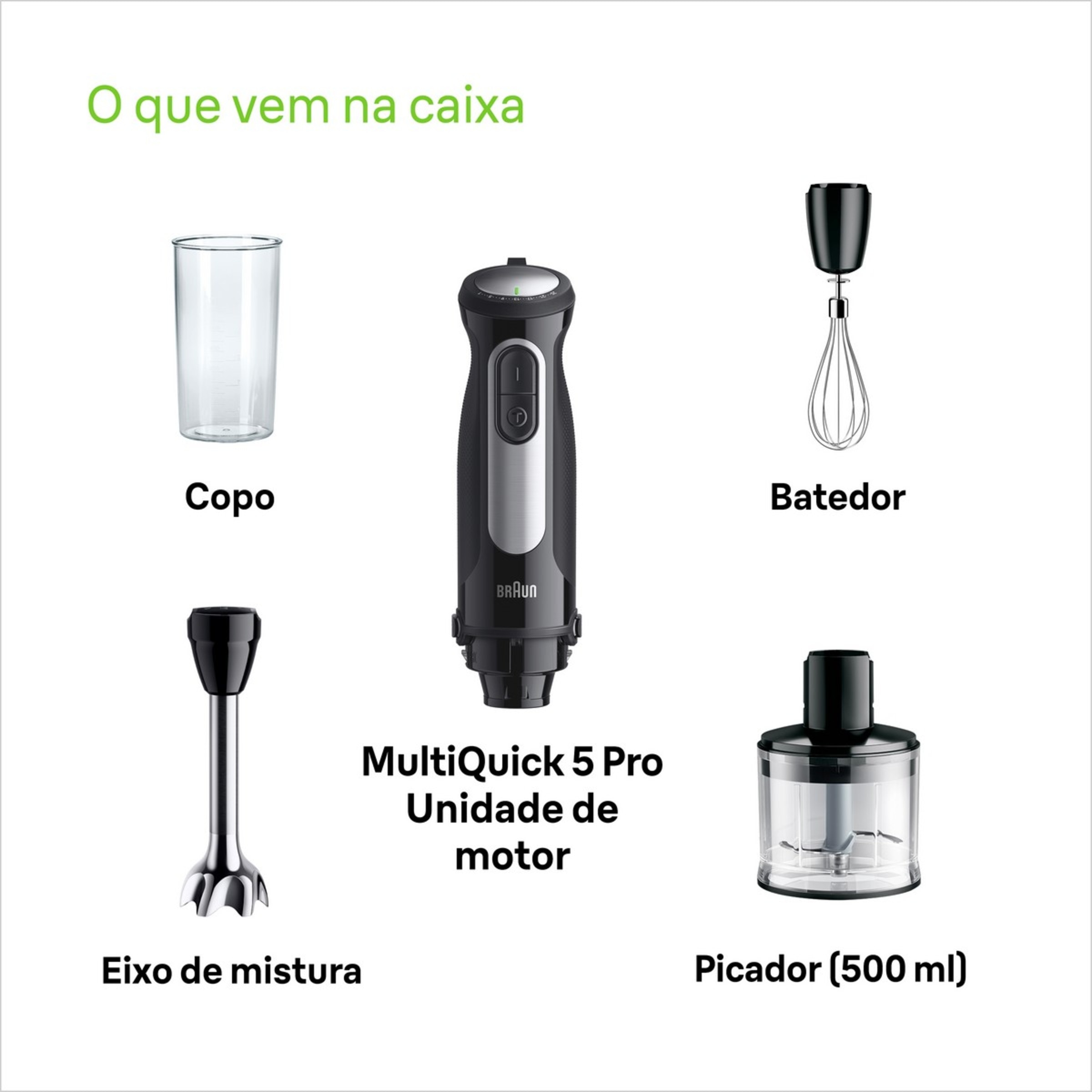 Varinha Mágica Braun MultiQuick 5 Pro MQ55236M de 1000 W, com Acessórios - Preto Preto-8