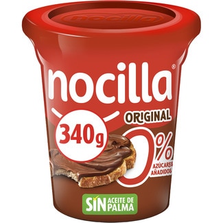 crema de cacao y avellanas original sin gluten 0% azúcares y sin aceite de palma tarrina 340 g - Nocilla