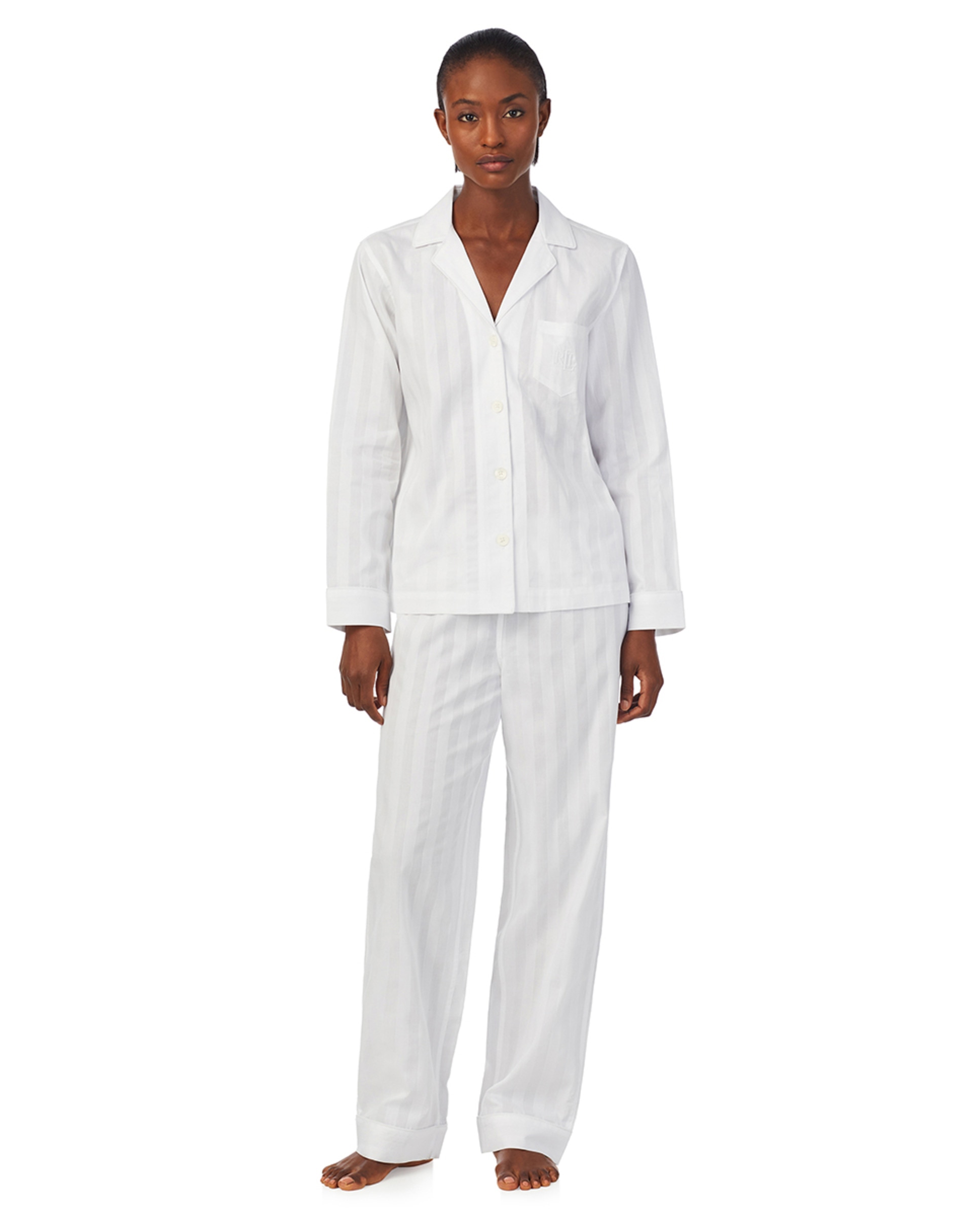 Pijama de mujer 100% algodón - Lauren Ralph Lauren - Blanco Blanco-1