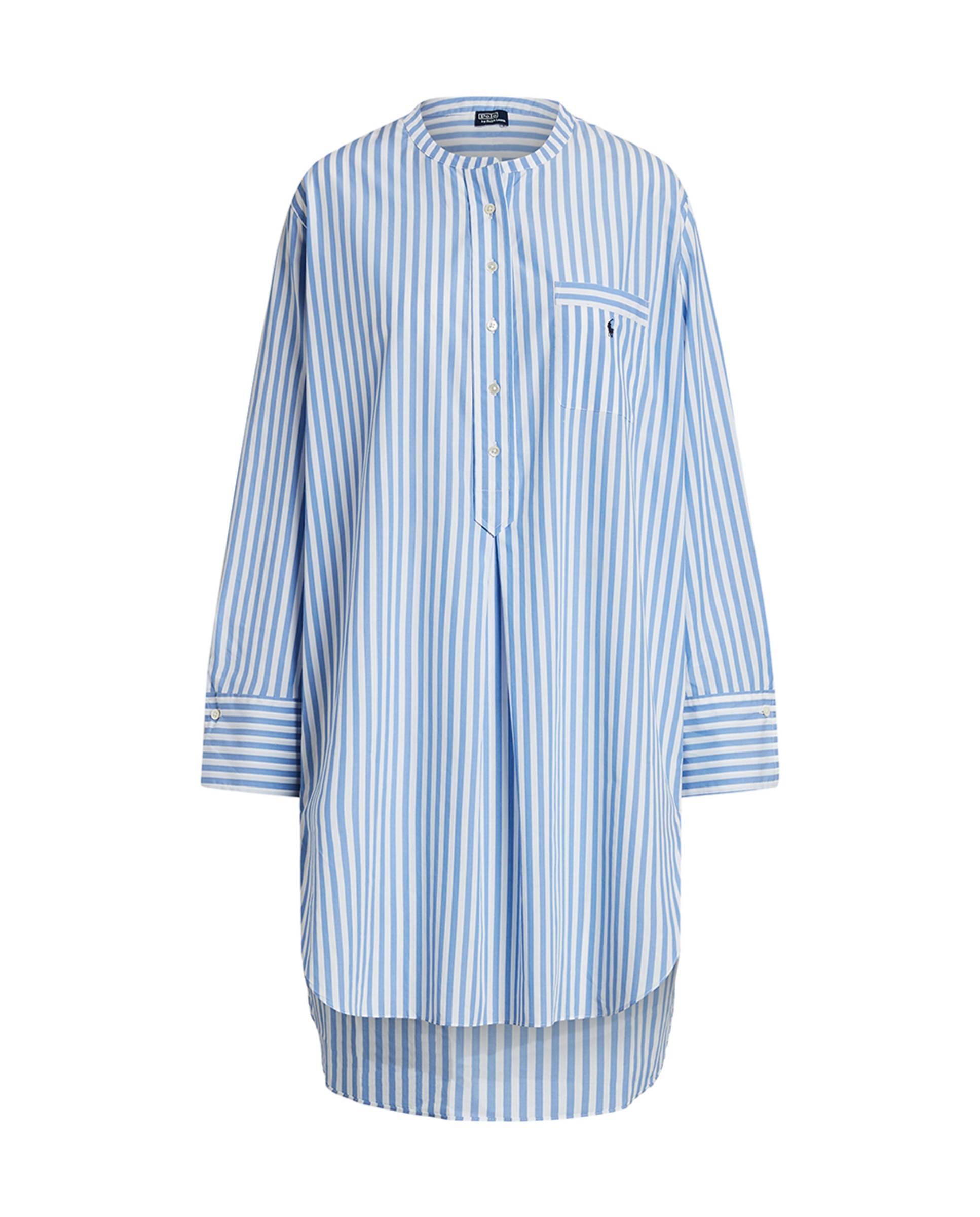 Camisa de Dormir com Manga Comprida às Riscas Azul-claro-5