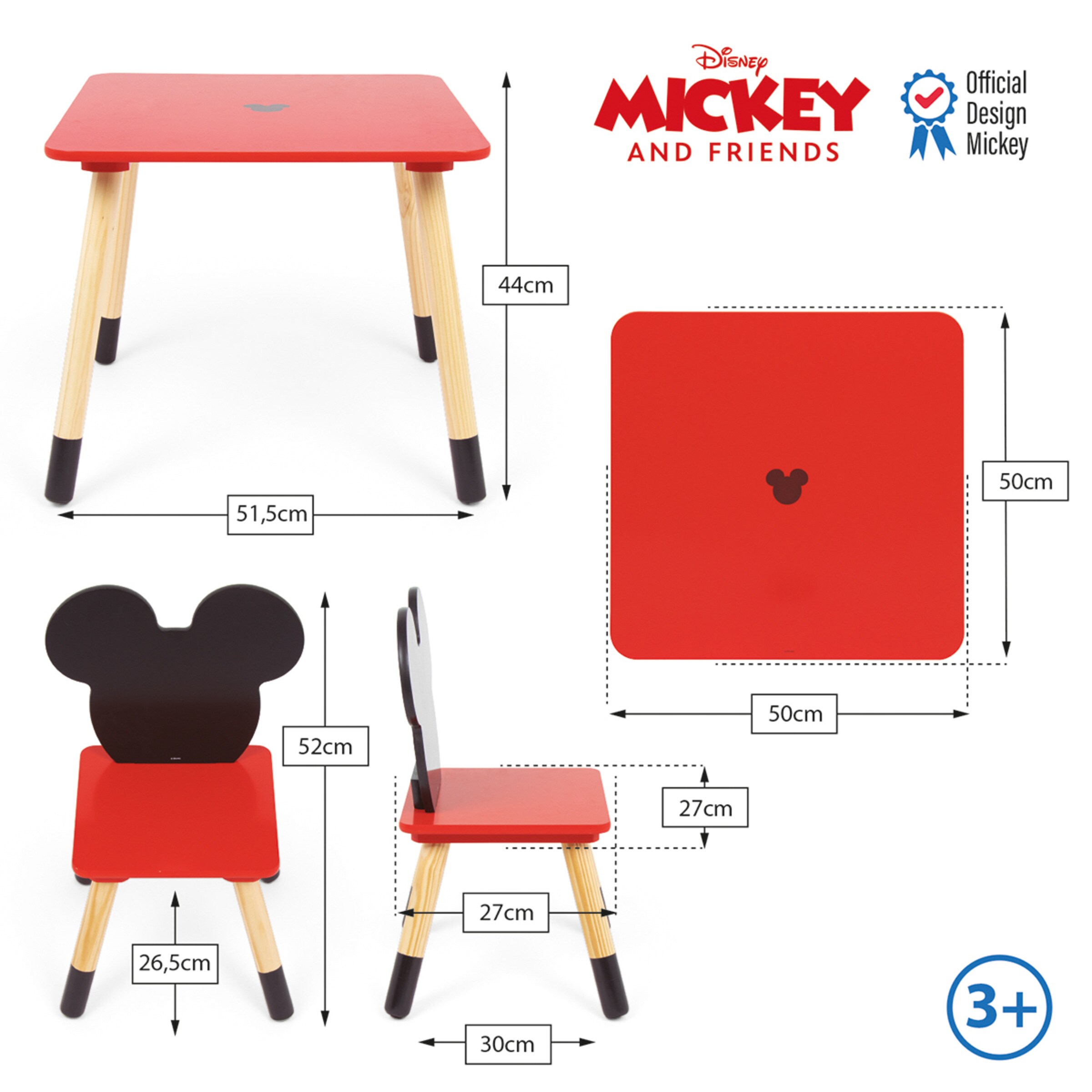 Set mesa + 2 sillas madera mickey iconic Rojo-9