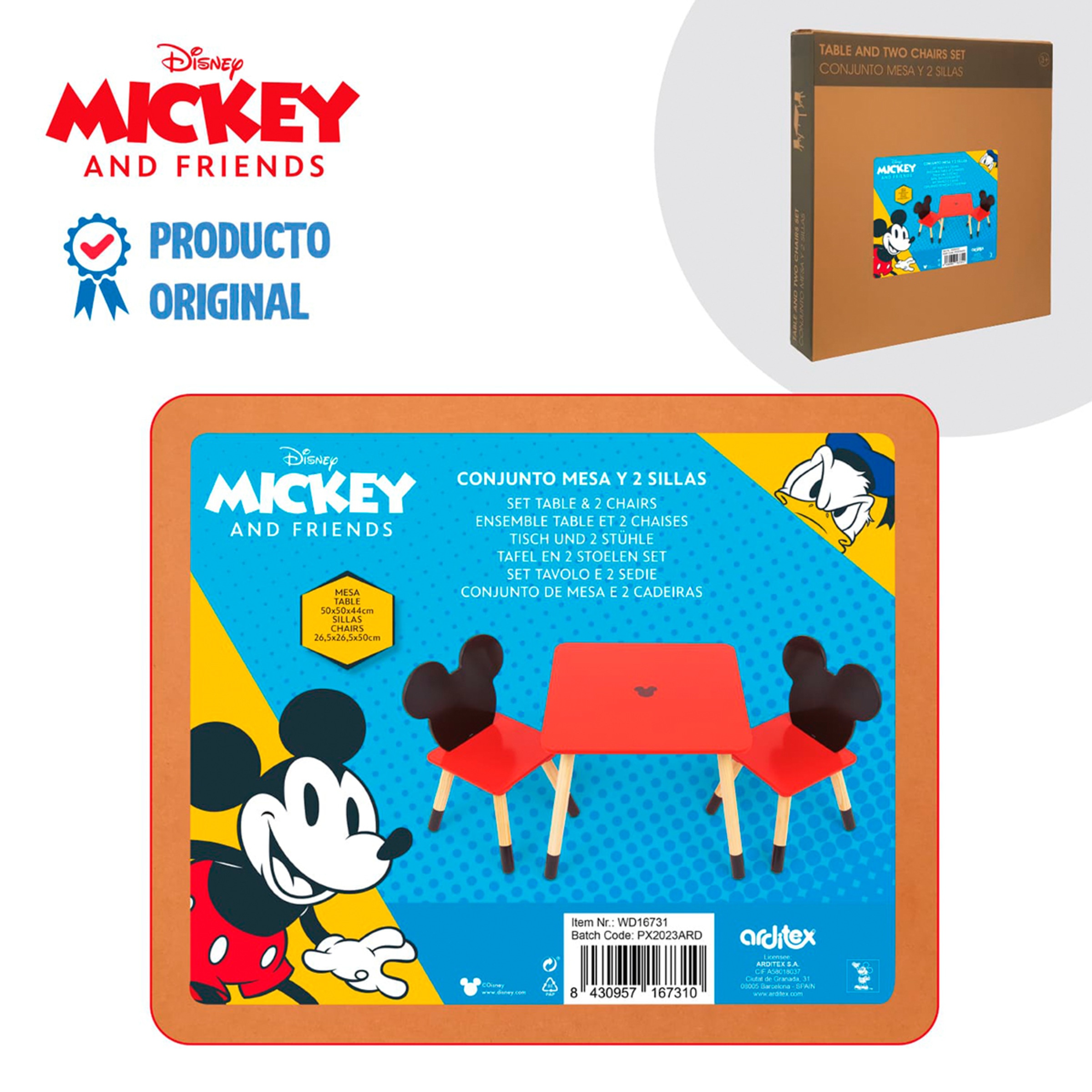 Set mesa + 2 sillas madera mickey iconic Rojo-13