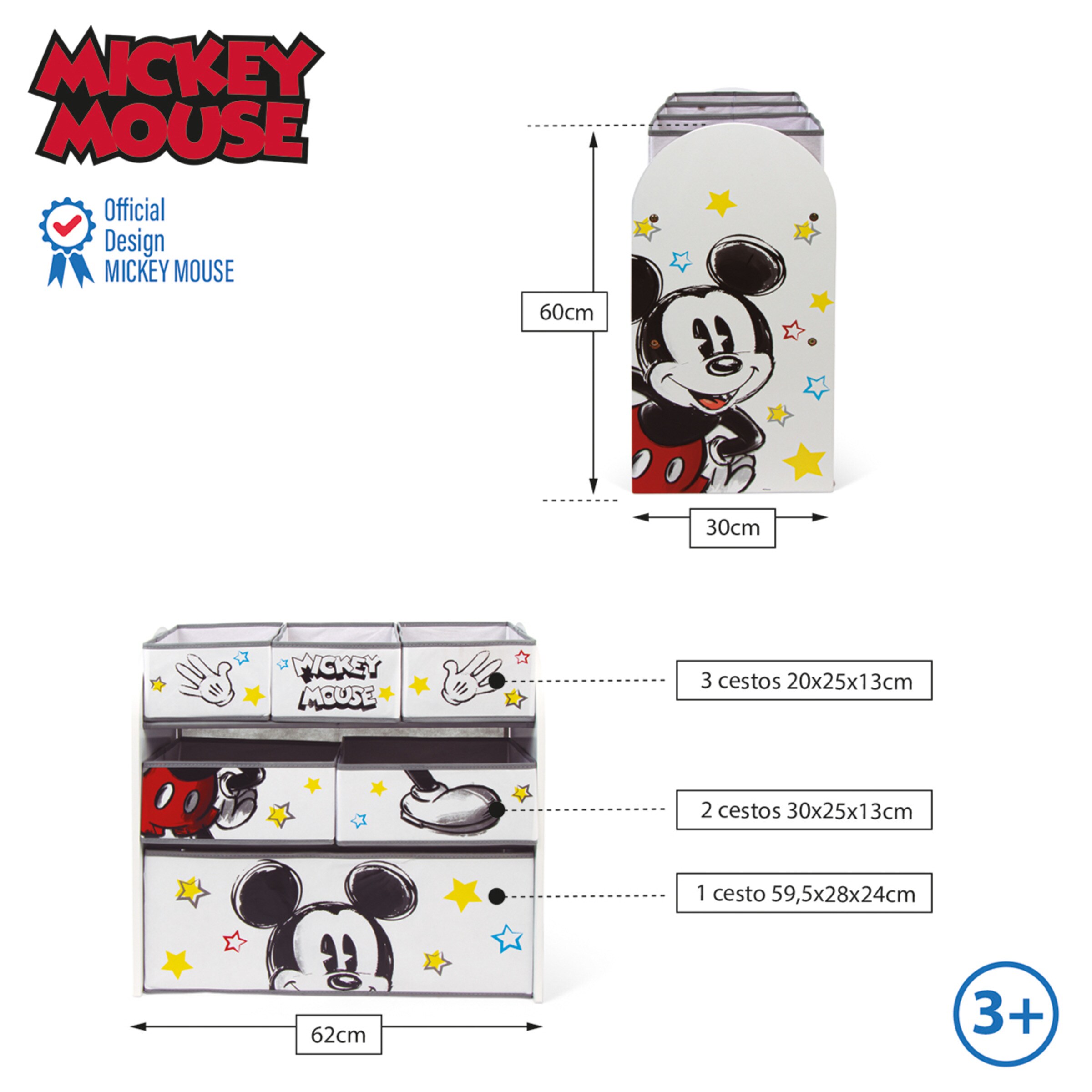 Organizador 6cubetas madera mickey classic Blanco-6