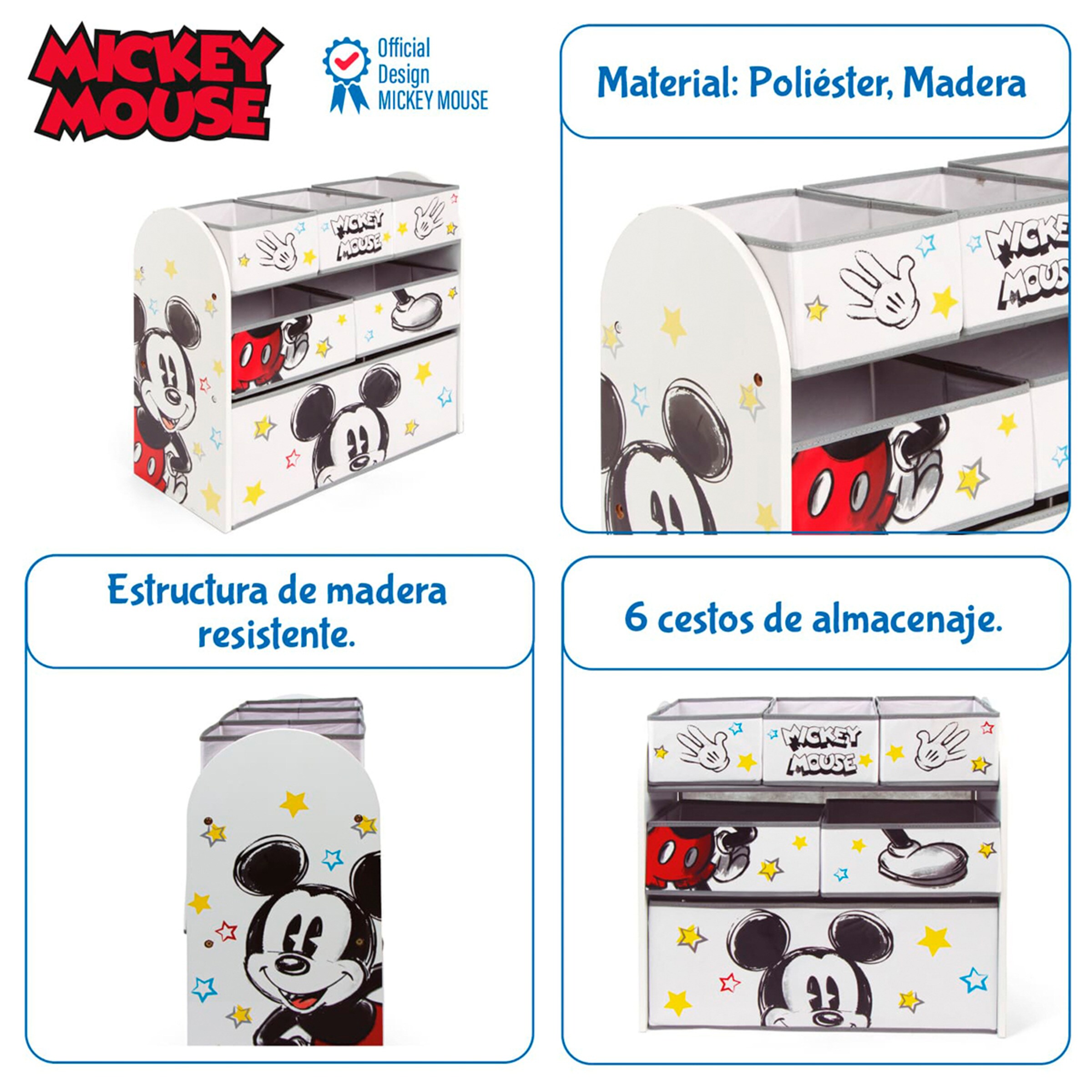 Organizador 6cubetas madera mickey classic Blanco-9