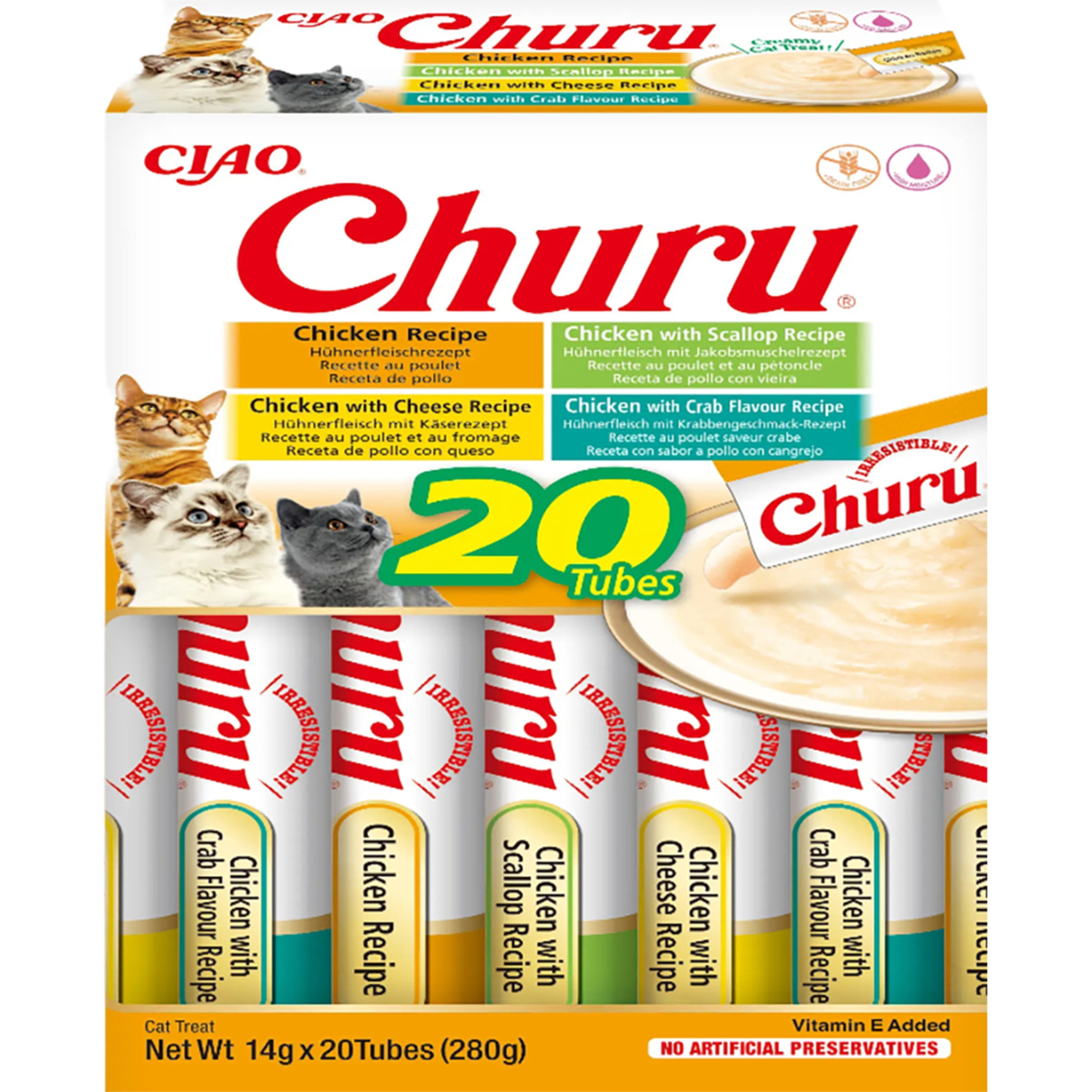 Imagen 0 de Snack para gatos adultos Churu variedades de pollo 20 x 14 g