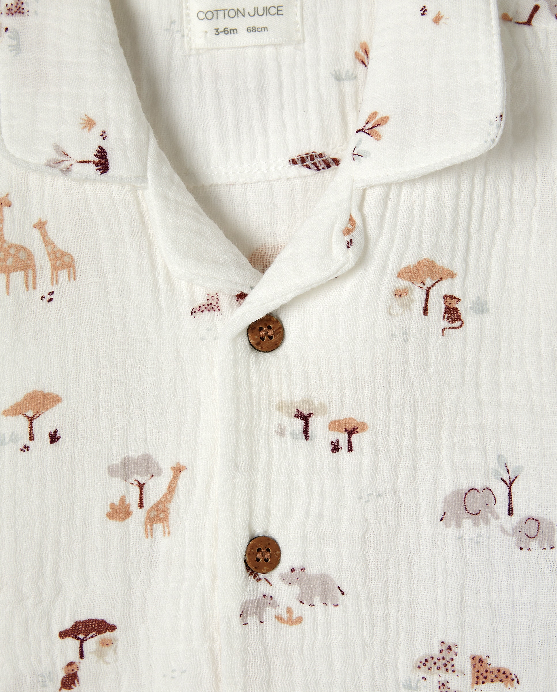 Pijama Curto Abotoado de Bebé em Chiffon Branco-3