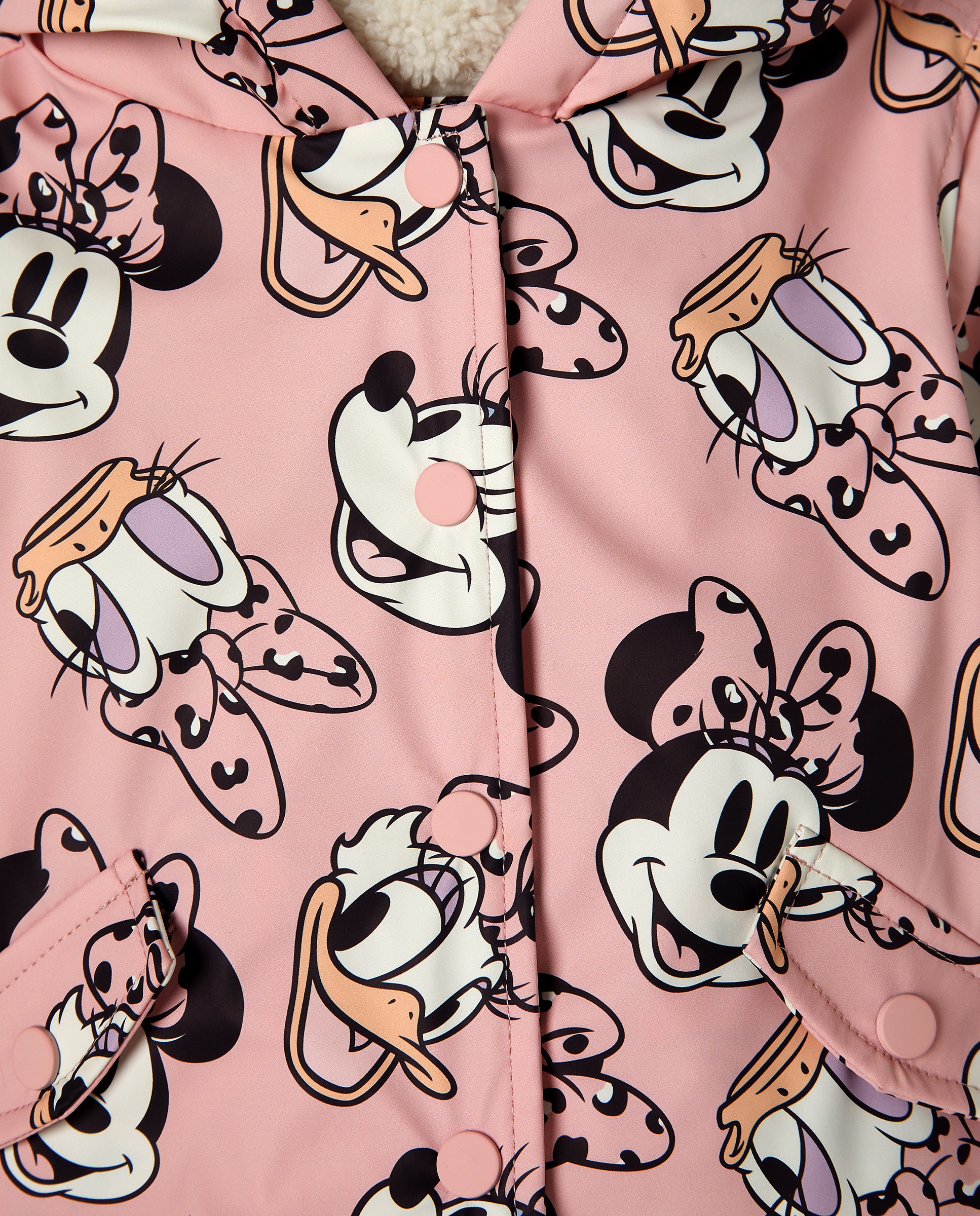 Impermeável Engomado de Bebé com Estampado Minnie e Daisy Rosa-3