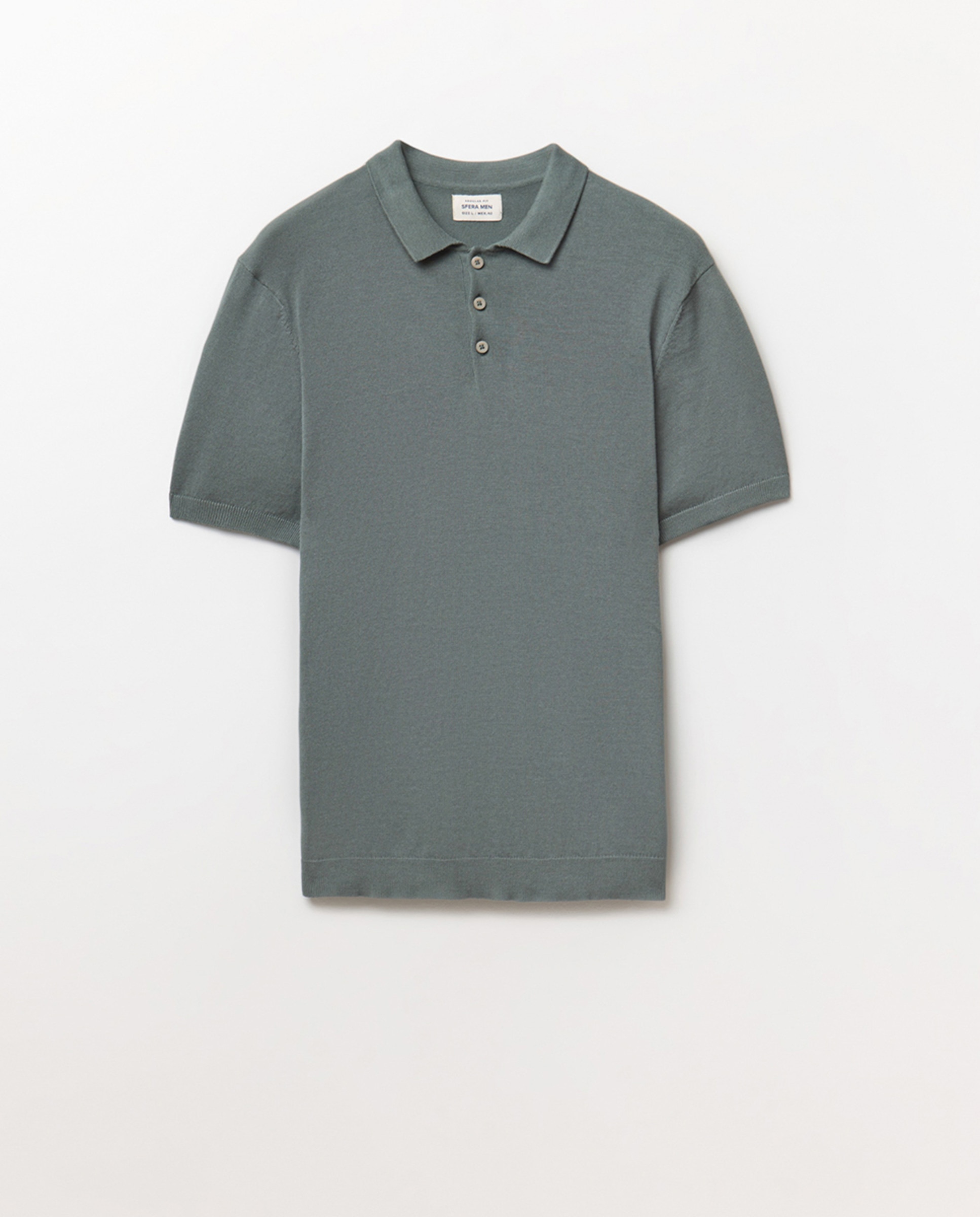 Camisola de malha com colarinho de pólo Verde-6