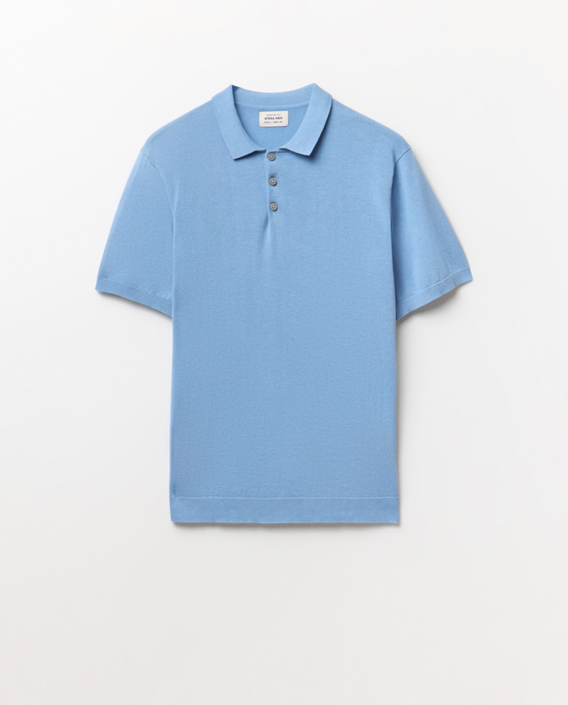 Camisola de malha com colarinho de pólo Azul-7