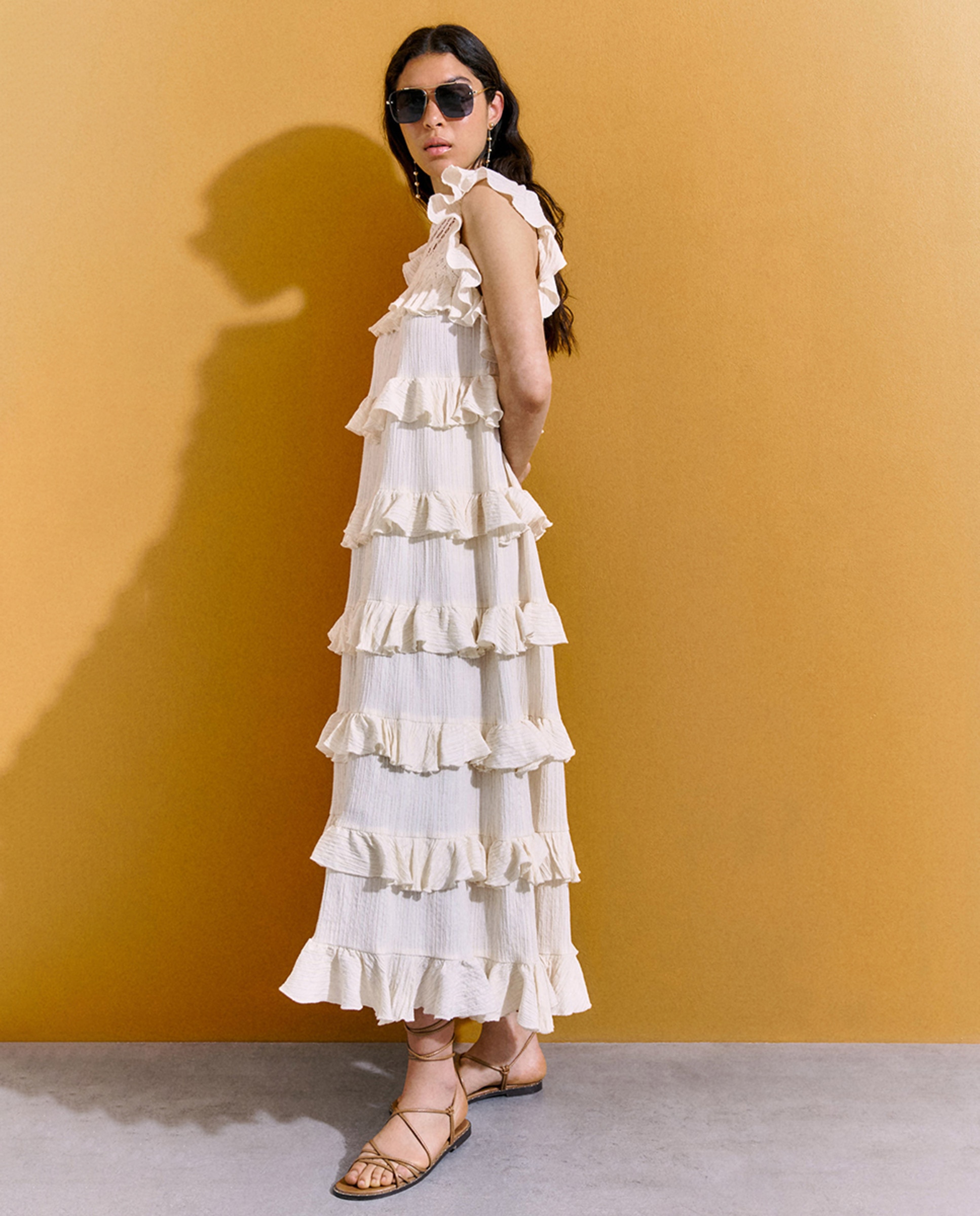 Vestido Midi Sfera Mujer Blanco Vestido Blanco Sfera Mujer