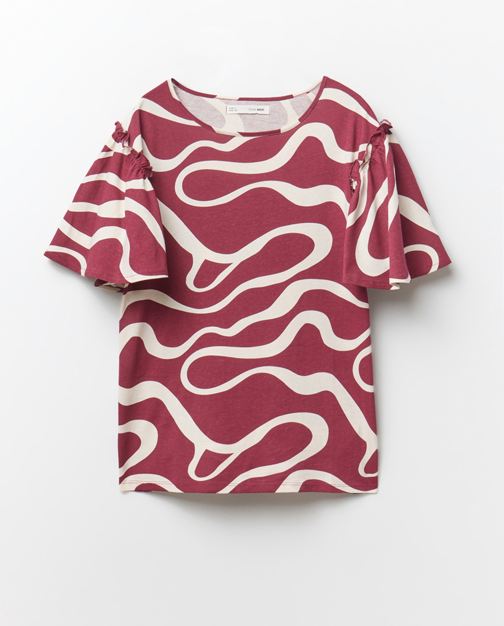 T-shirt Estampada com Folho Bordeaux-6