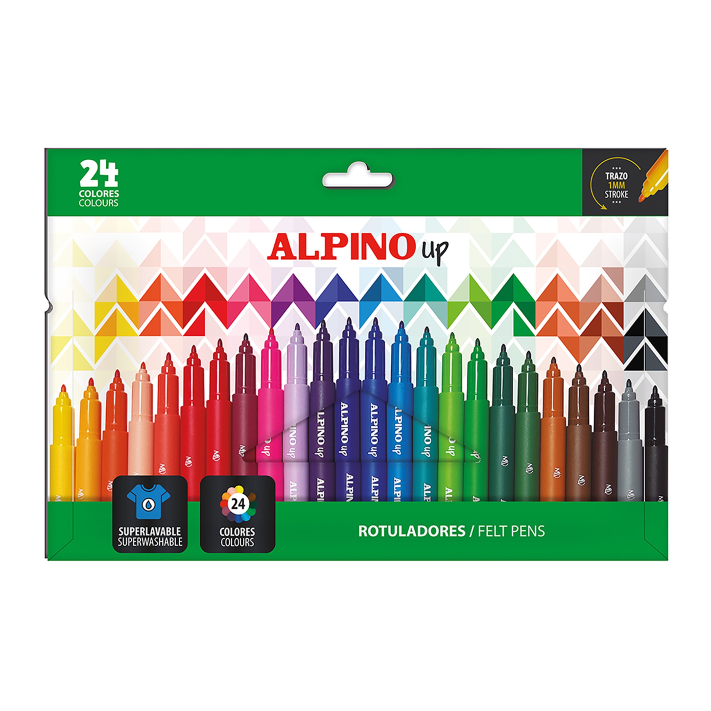 Conjunto de 24 canetas de feltro Alpino Up com ponta de 1 mm e 12 cores 1