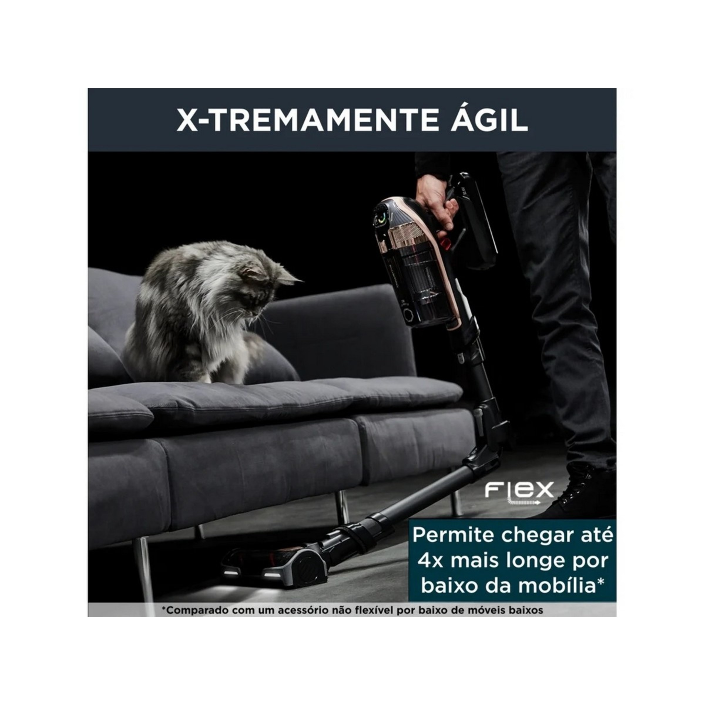 Aspirador Vertical Rowenta X-Force Flex 15.60 Animal Care RH99F1WO de 32.4 V, Autonomia 80 min e de 900 ml - Preto e Dourado Preto / Dourado-3