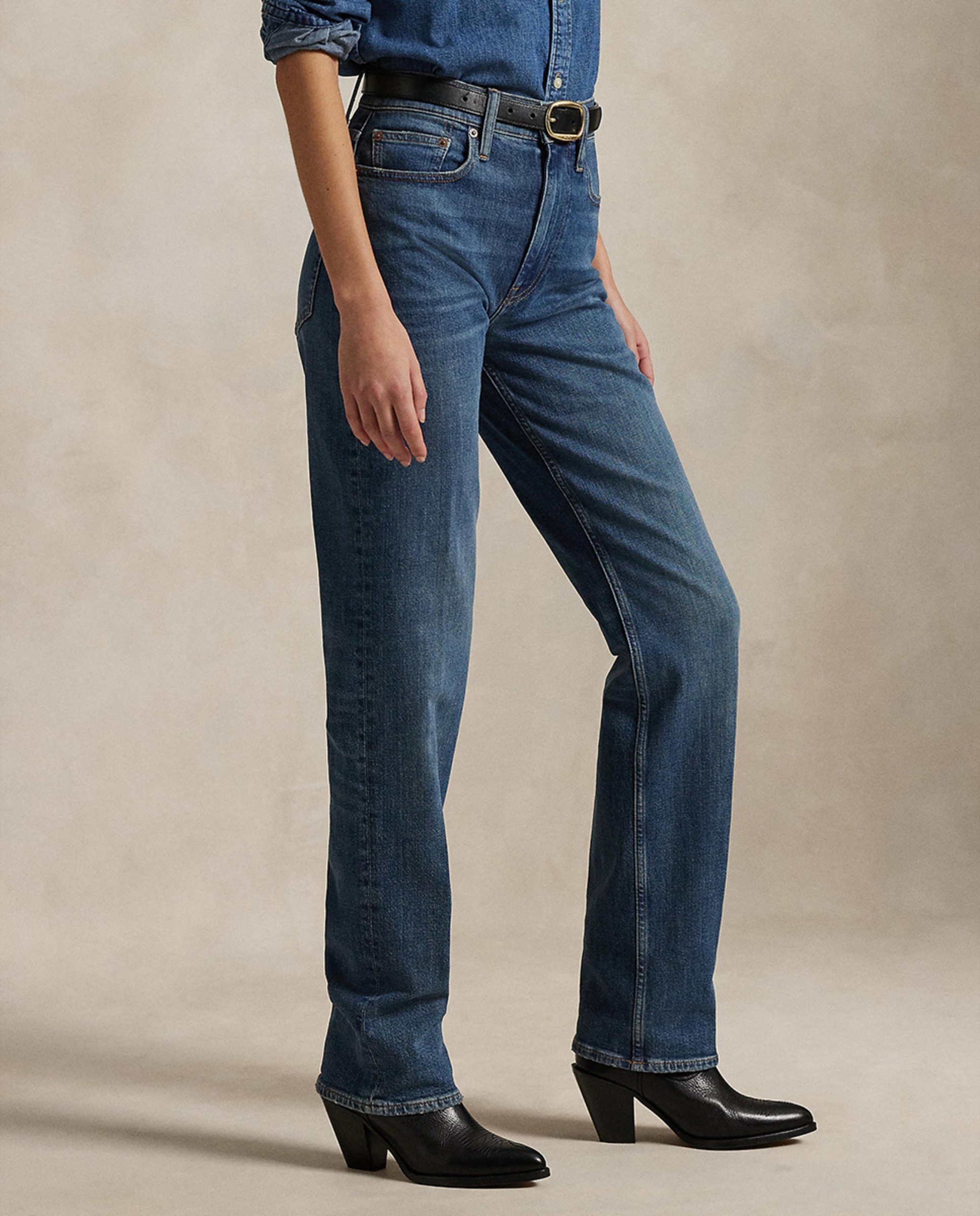 Jeans Straight Relaxed de Cintura Subida Azul-6