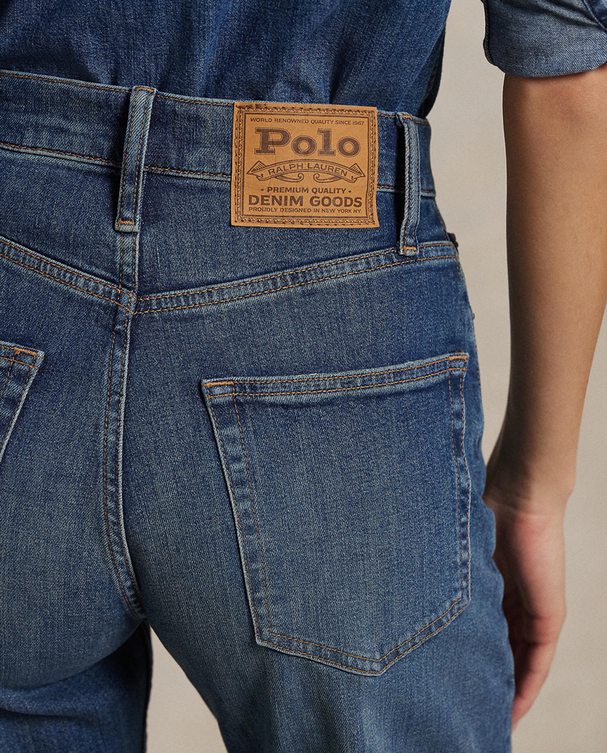 Jeans Straight Relaxed de Cintura Subida Azul-5