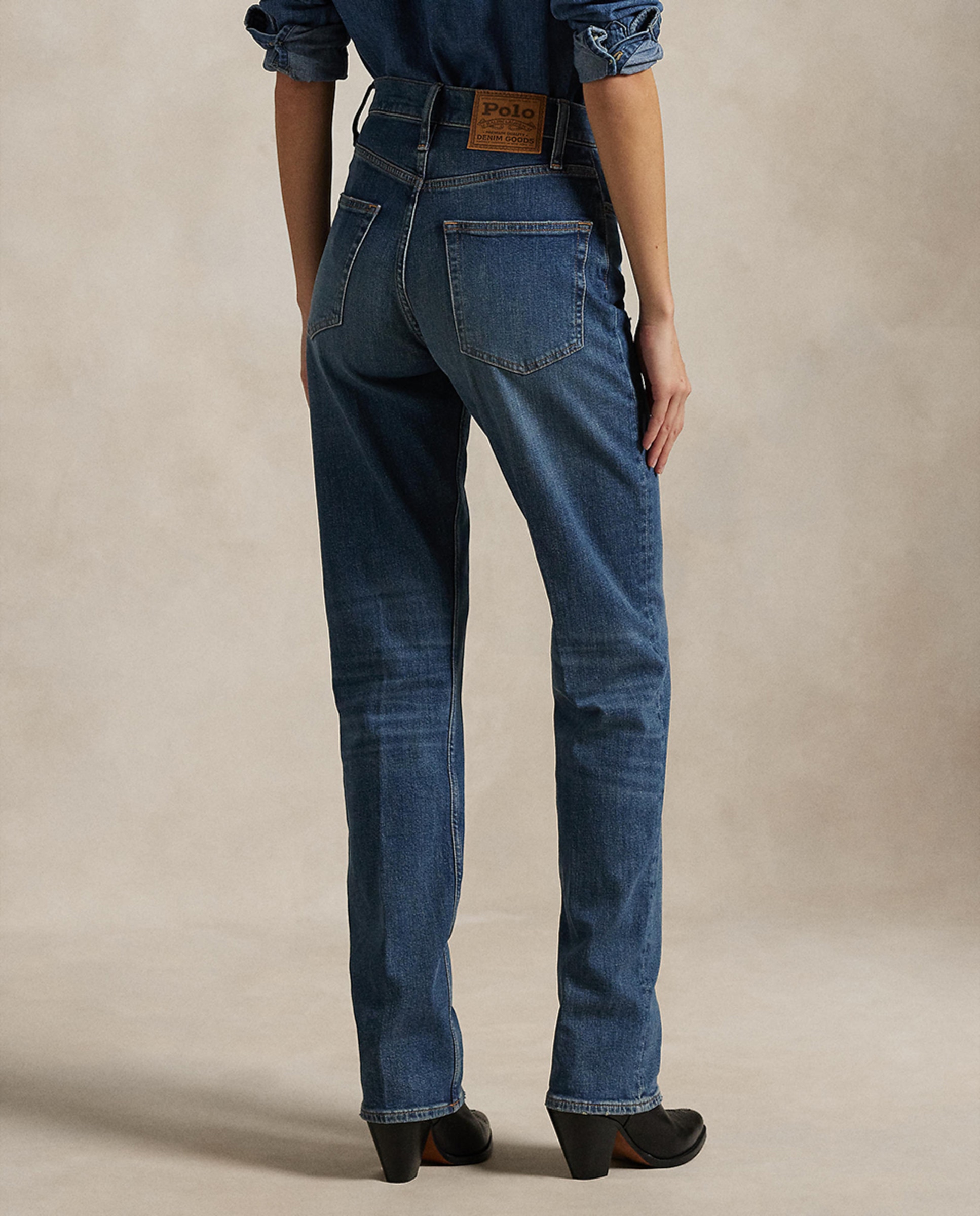 Jeans Straight Relaxed de Cintura Subida Azul-4