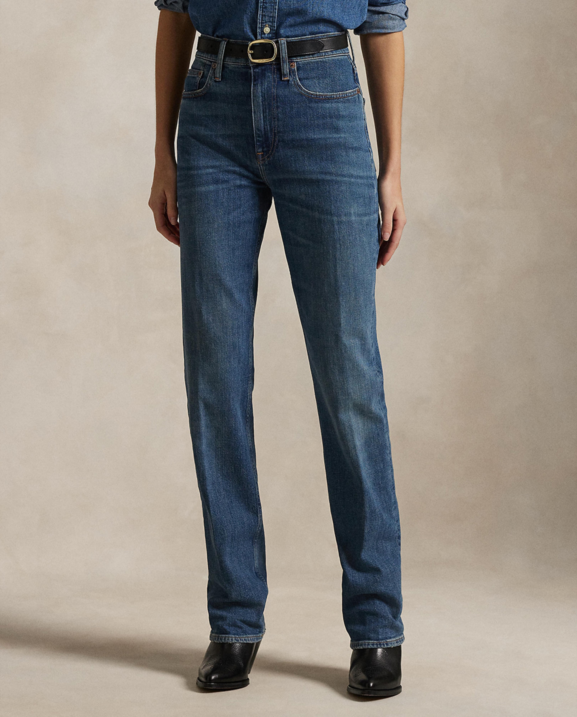 Jeans Straight Relaxed de Cintura Subida Azul-3