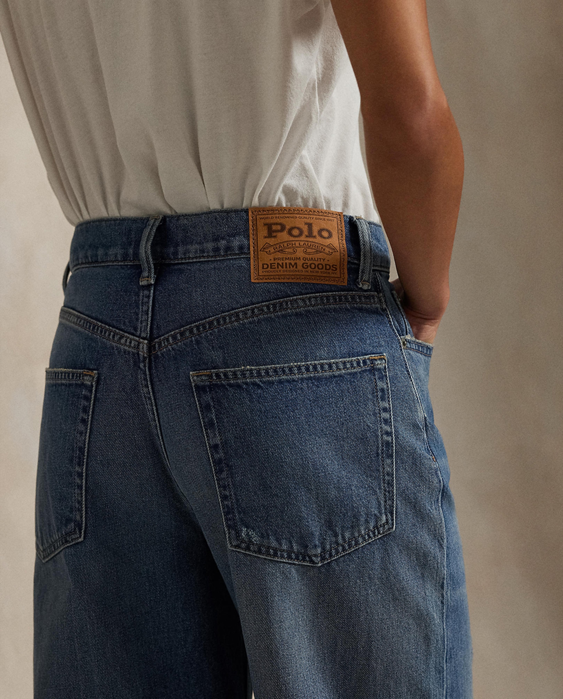 Jeans Straight com Perna Larga e Cintura Subida Azul-5