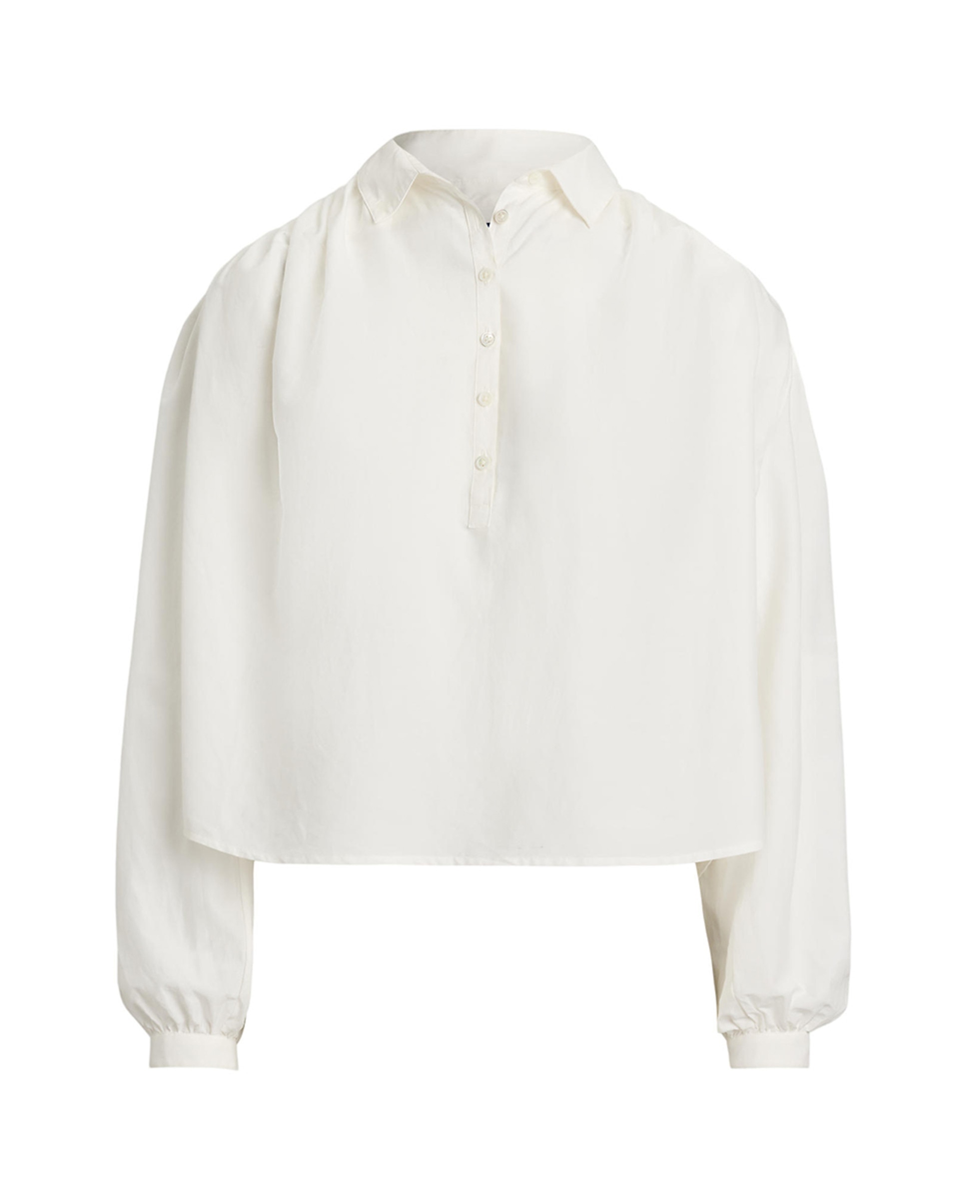 Camisa de Algodão e Seda com Pregas Branco-5