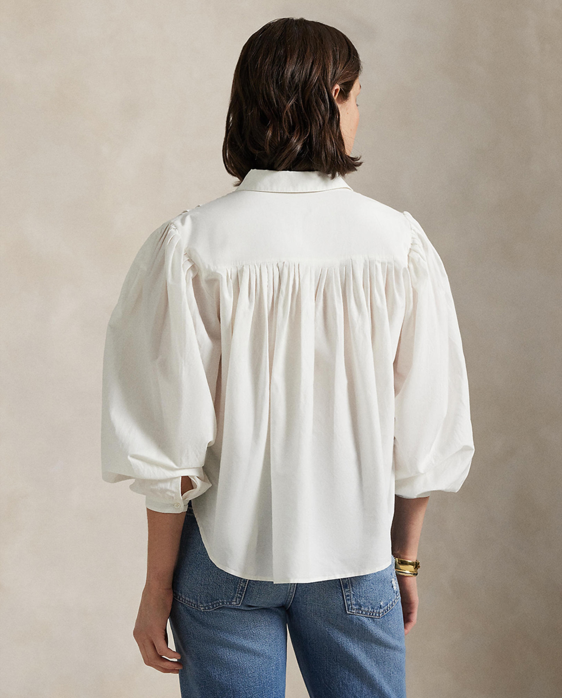Camisa de Algodão e Seda com Pregas Branco-3