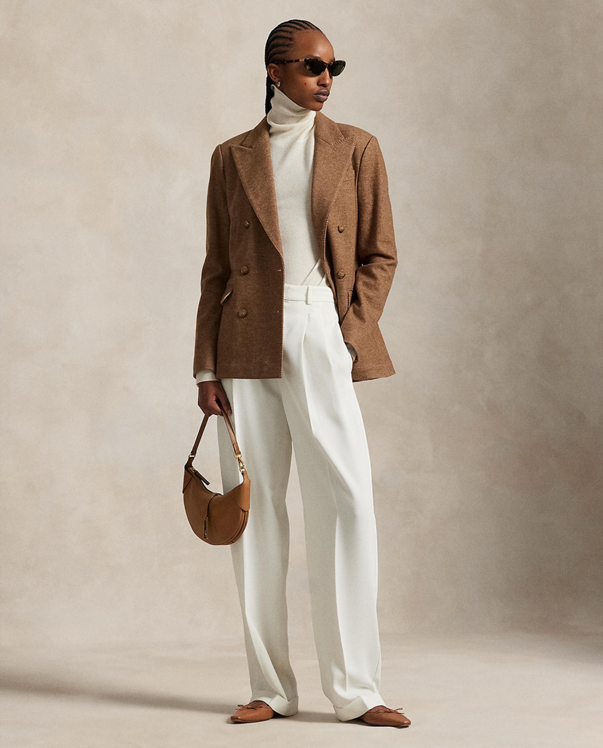 Blazer de abotoadura dupla Castanho-7