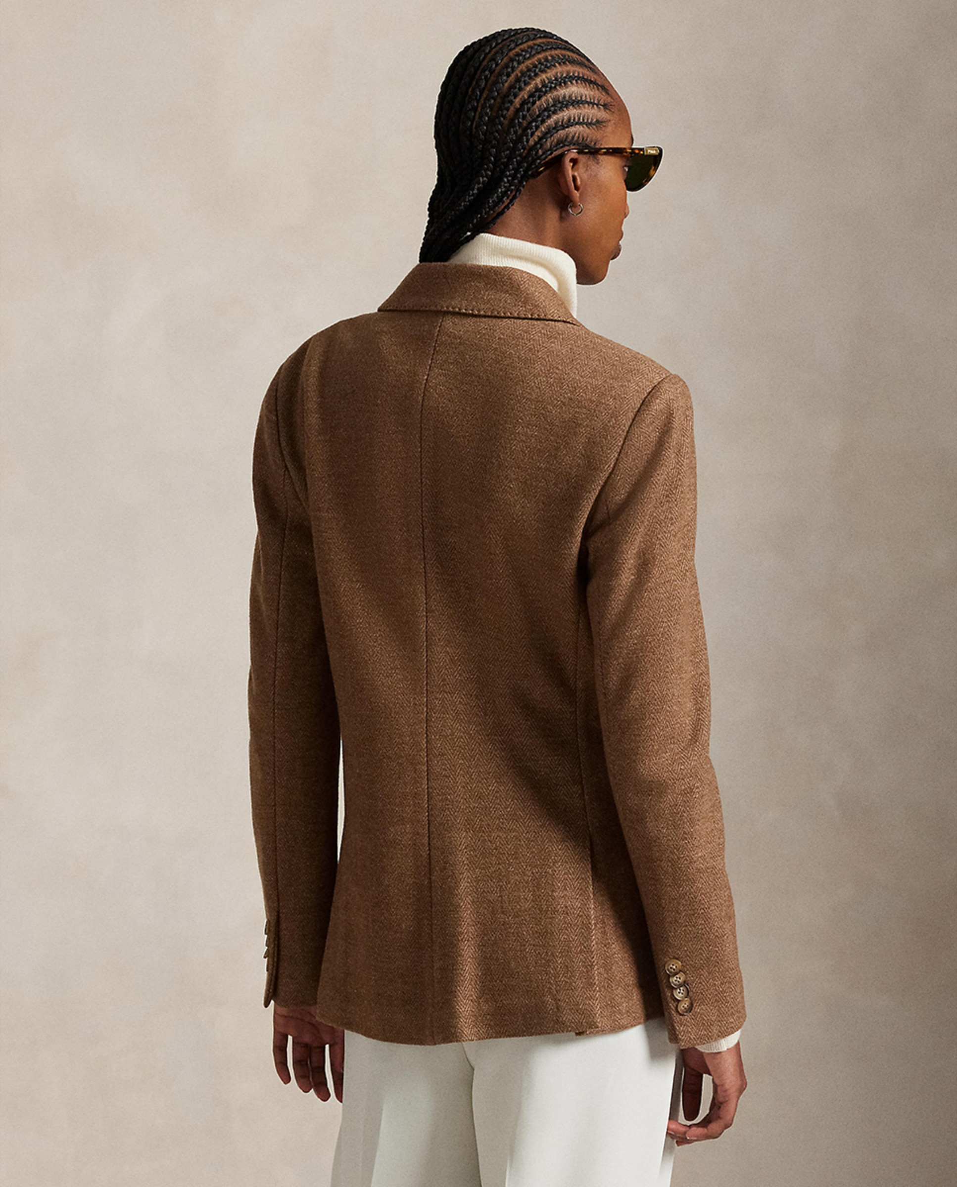 Blazer de abotoadura dupla Castanho-3