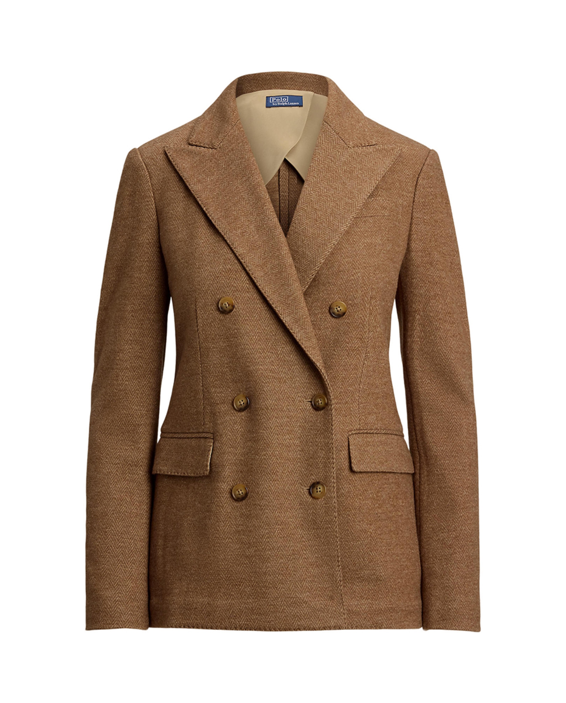 Blazer de abotoadura dupla Castanho-6