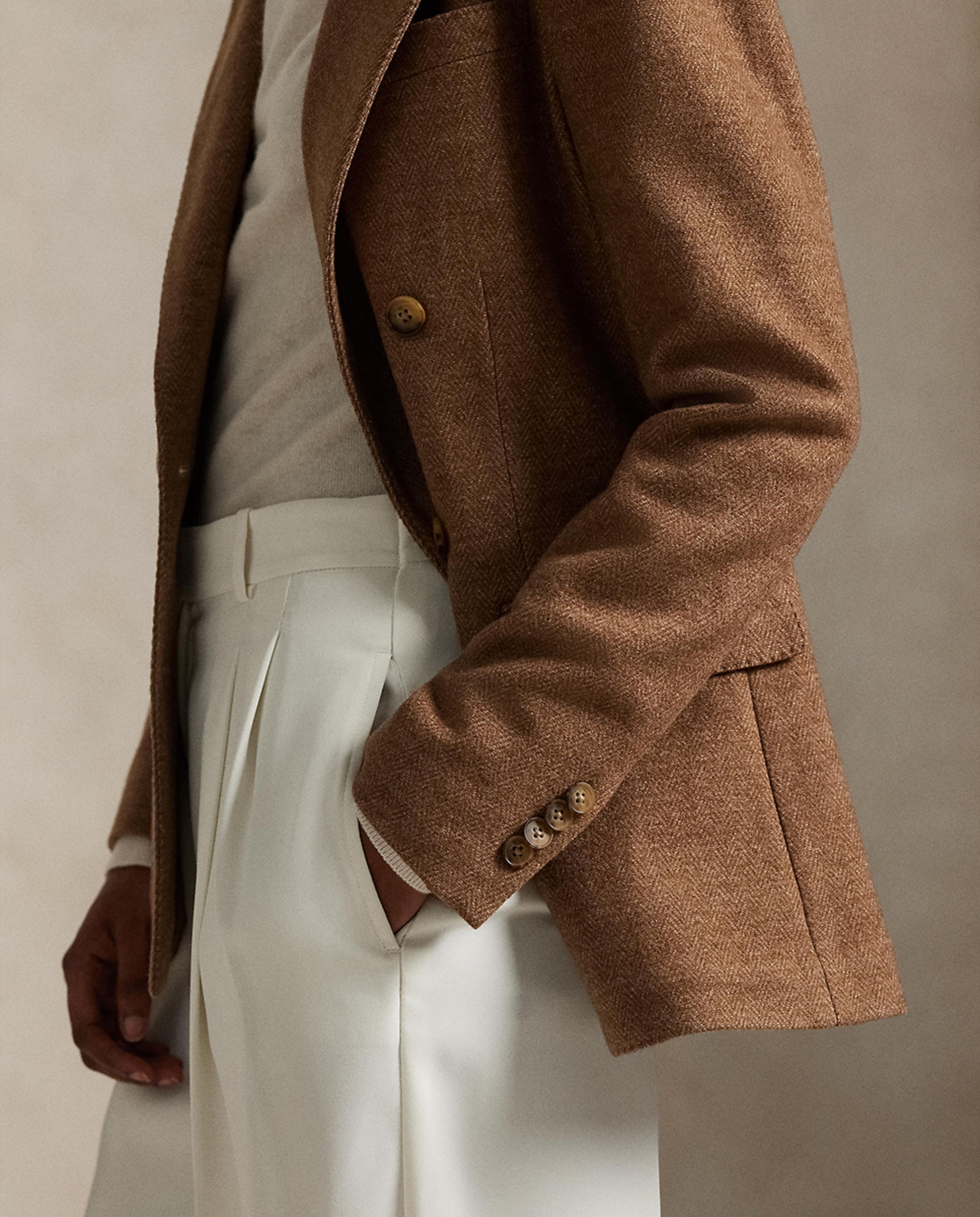 Blazer de abotoadura dupla Castanho-5