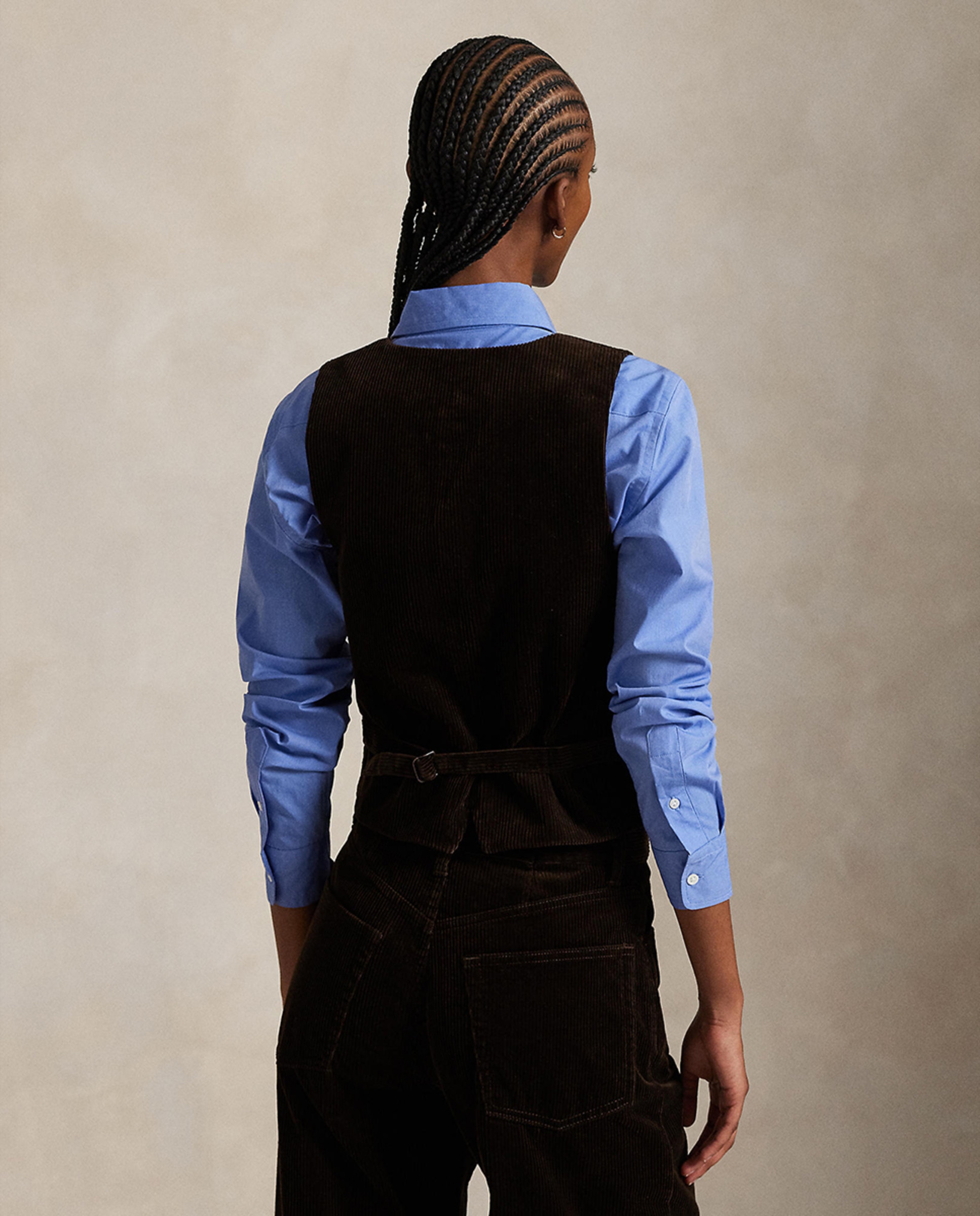 Colete Formal Abotoado em Bombazina Castanho-escuro-3