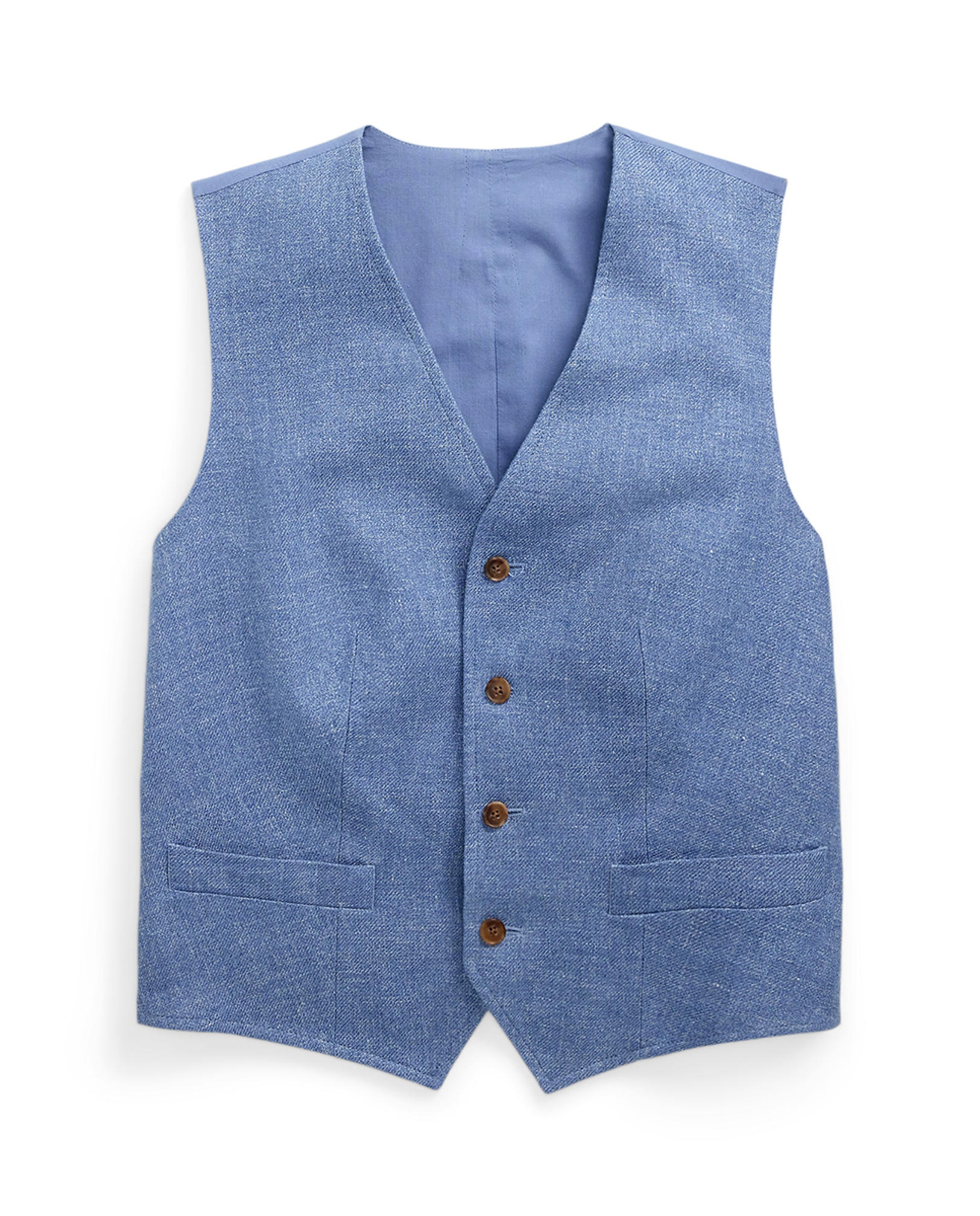 Colete Formal de Linho com Fivela Ajustável Azul-5