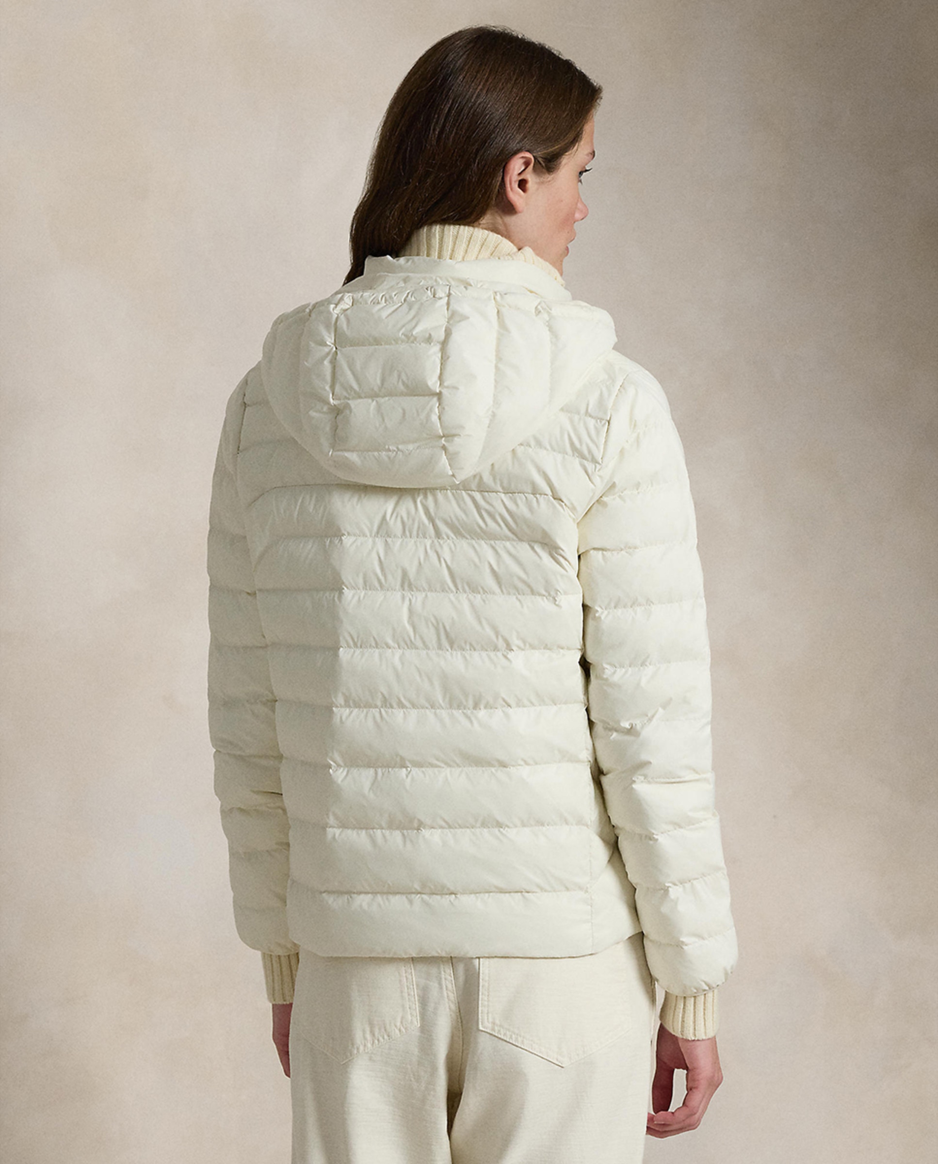 Blusão acolchoado de mulher com capuz Branco-3