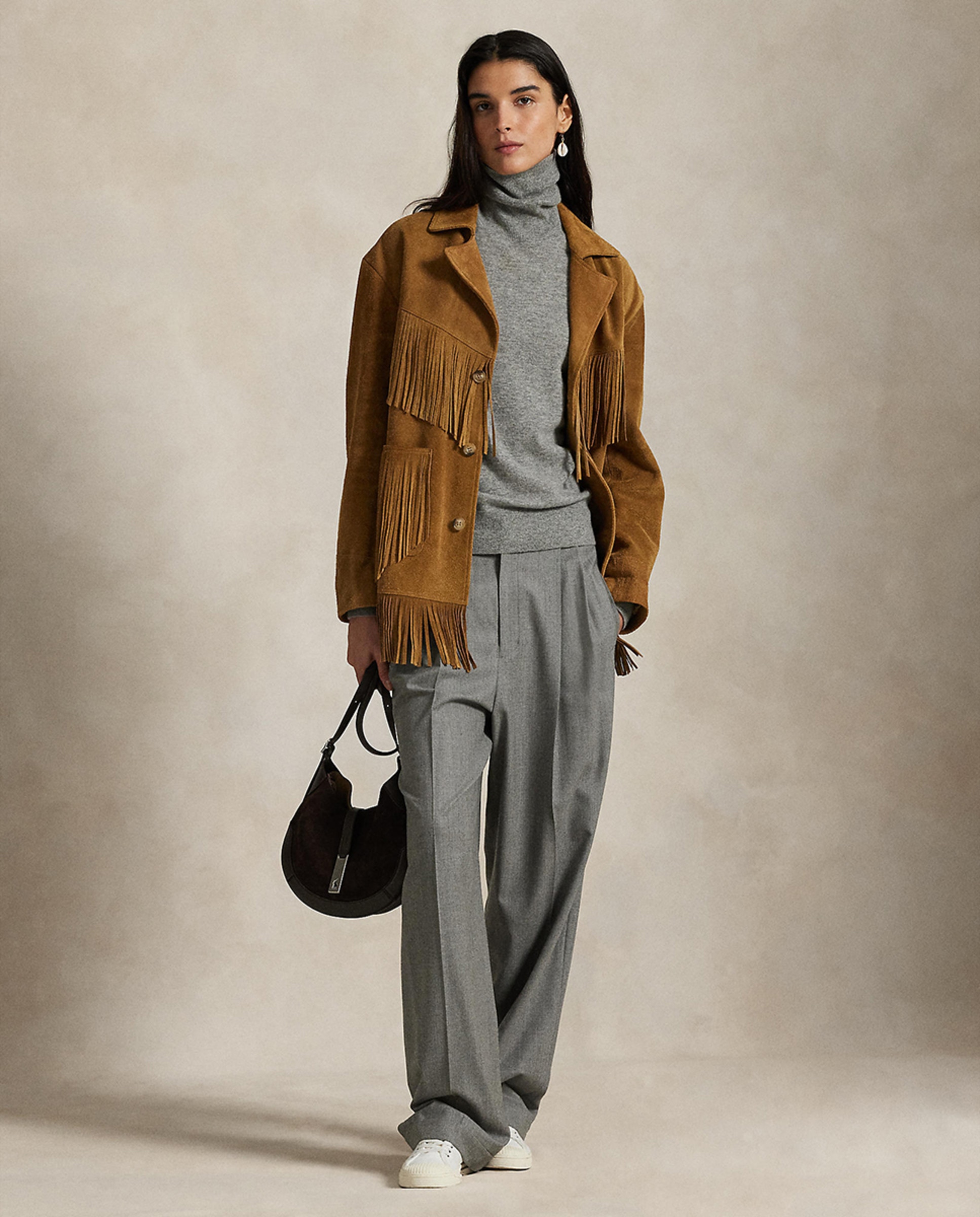 Imagen 7 de Chaqueta de mujer de ante con flecos - Polo Ralph Lauren - Beige Beige