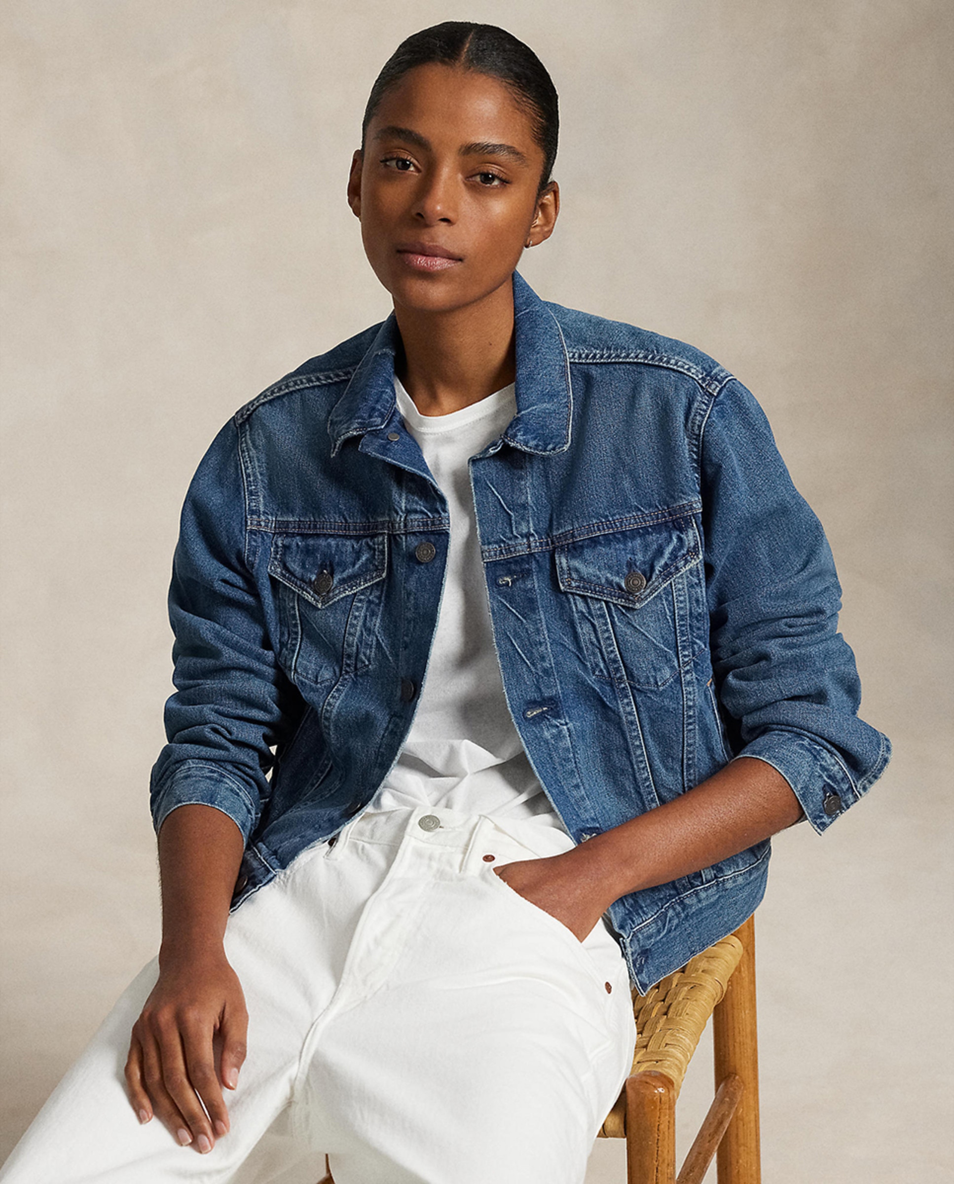 Imagem 0 de Blusão curto de ganga de mulher