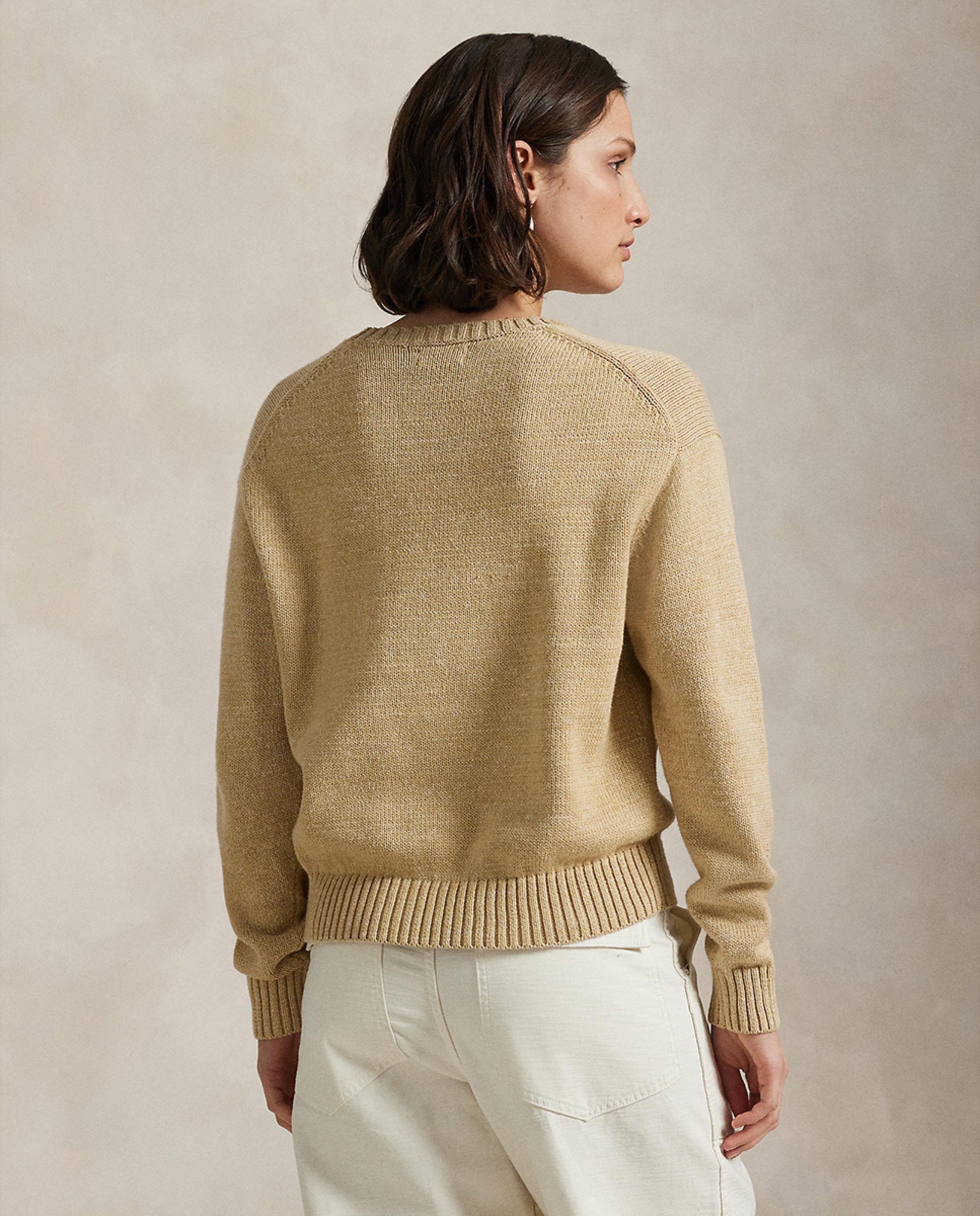 Camisola de malha de algodão com Polo Bear Bege-3