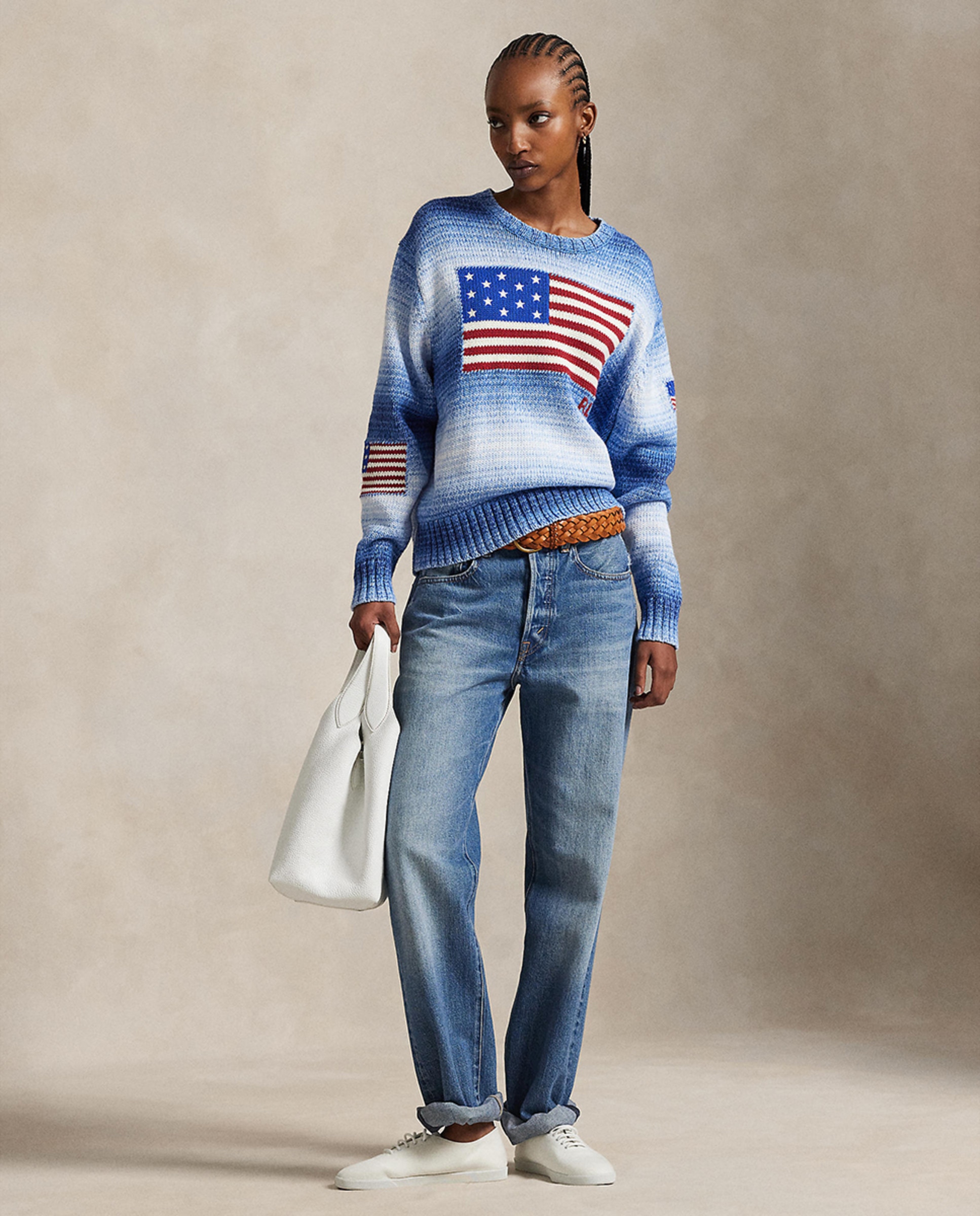 Camisola de Malha de Algodão com Bandeira Azul-6