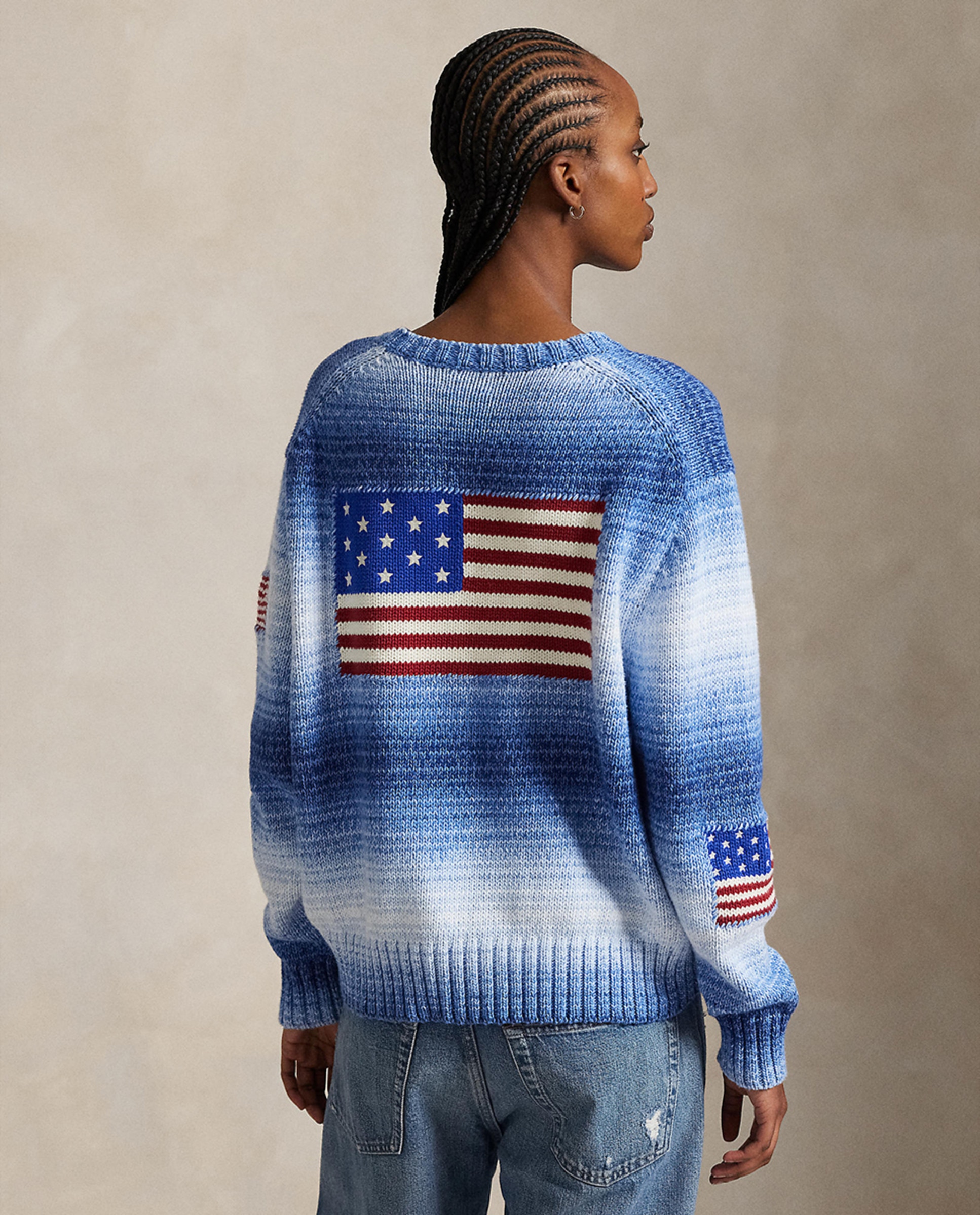 Camisola de Malha de Algodão com Bandeira Azul-3