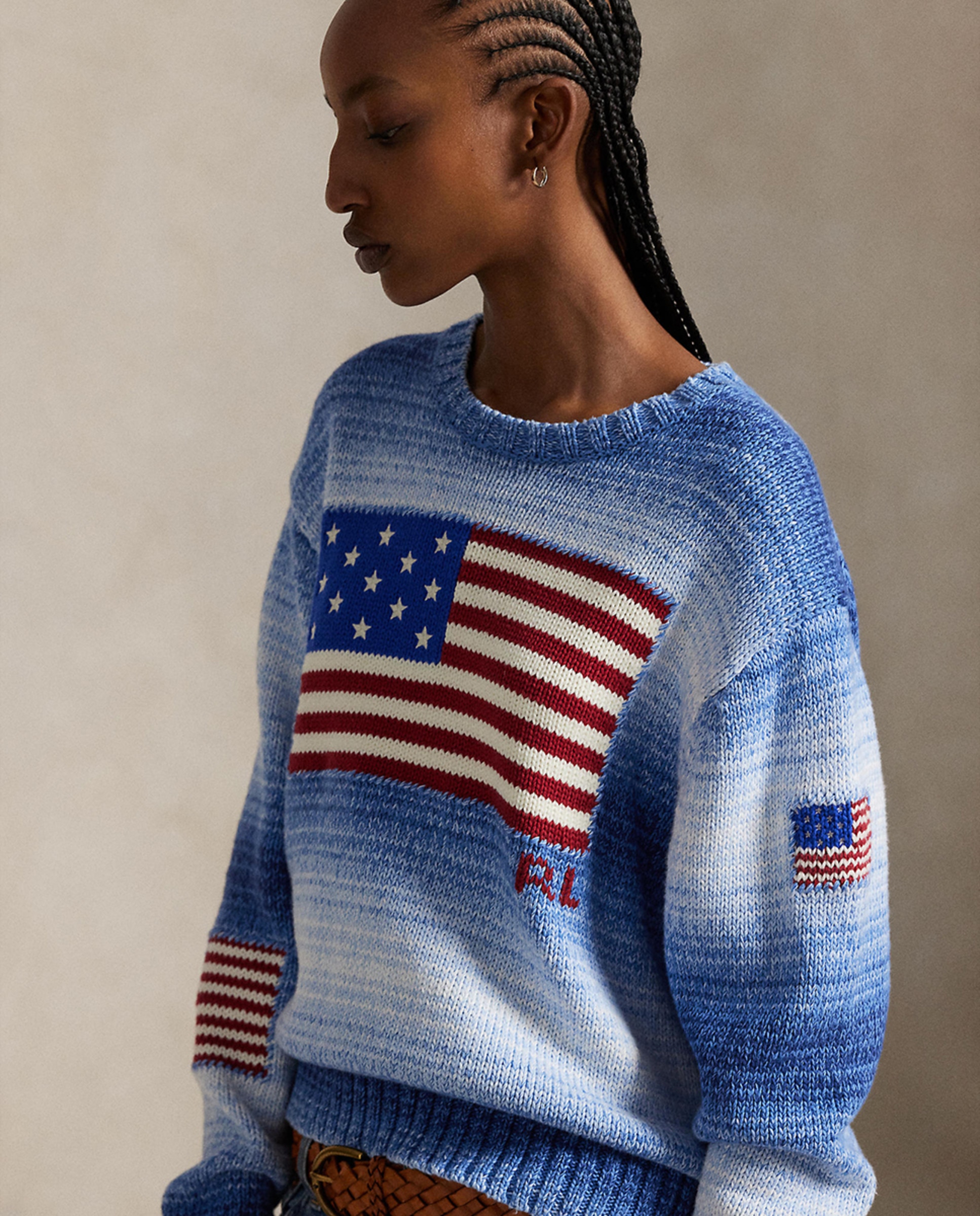 Camisola de Malha de Algodão com Bandeira Azul-4