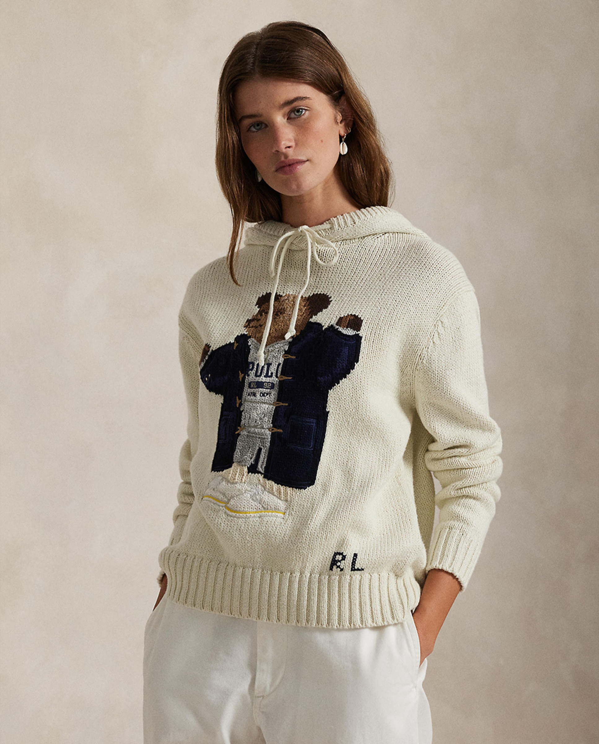 Camisola de Malha com Capuz e Polo Bear Cru-1