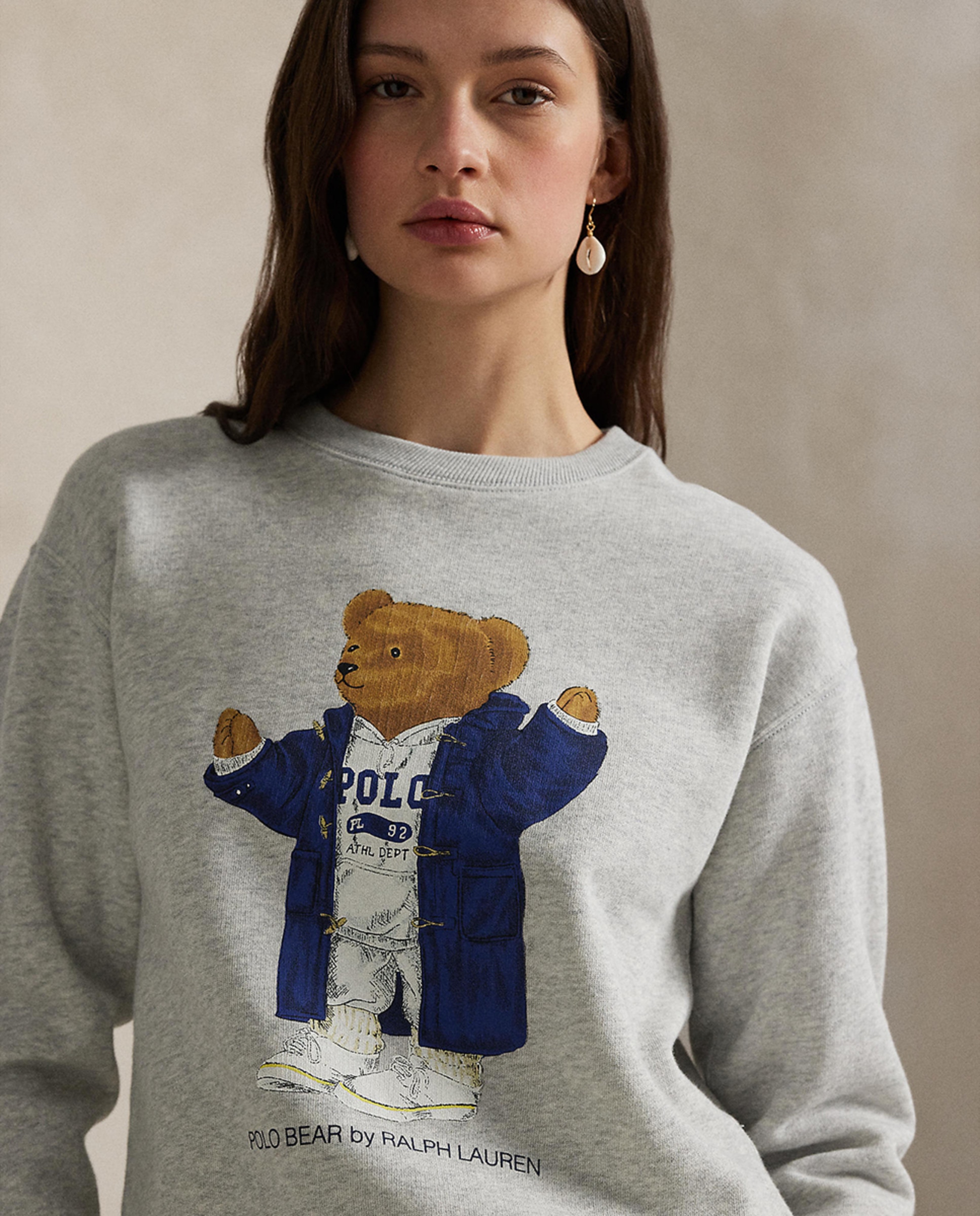 Sweatshirt de felpa com Polo Bear Cinzento-claro-4